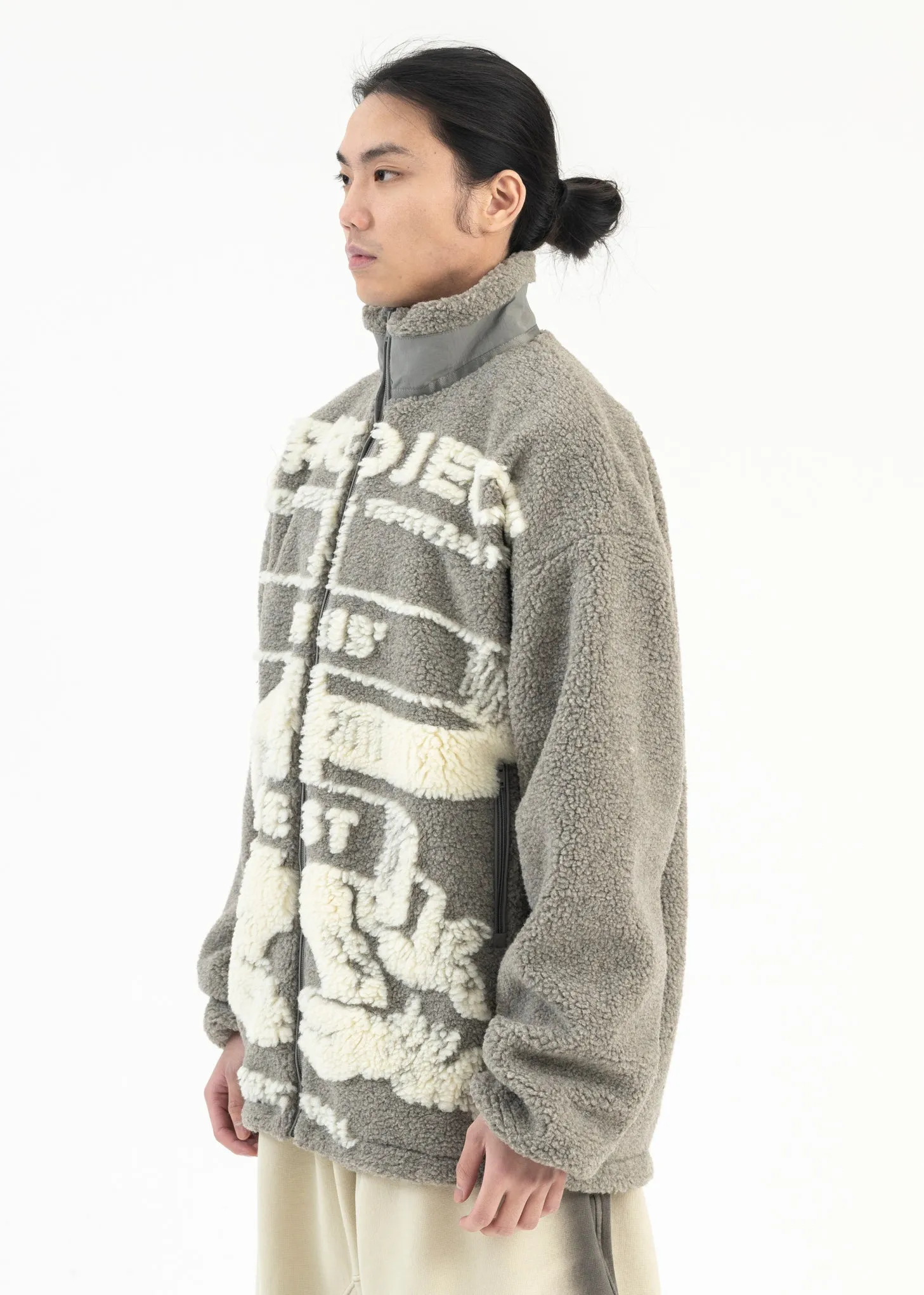 GREY/WHITE  PARIS' BEST JACQUARD FLEECE JACKET