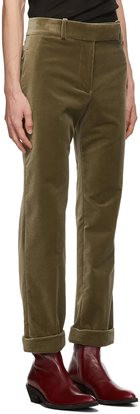 Haider Ackermann Khaki Velvet Classic Trousers