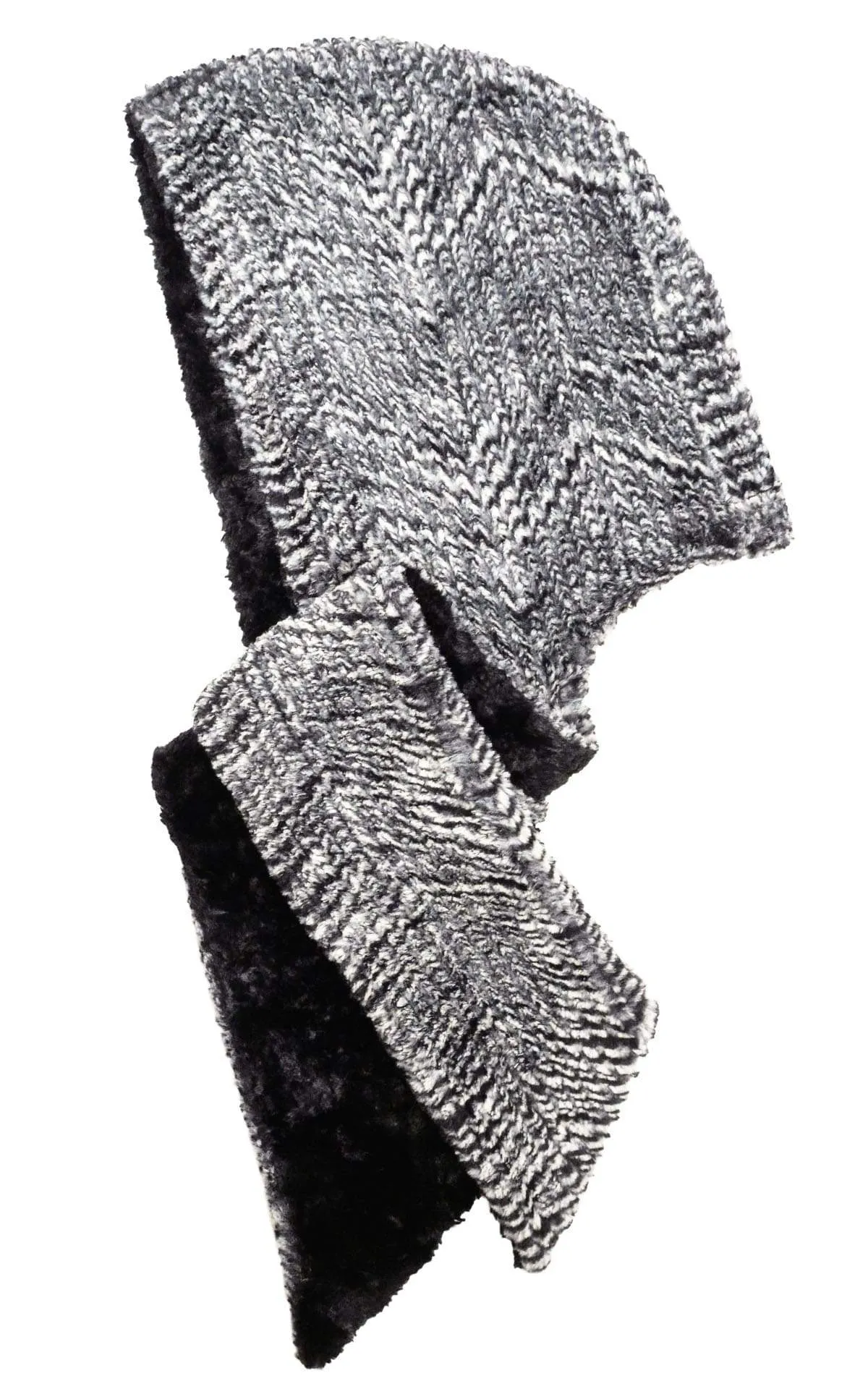 Hoody Scarf - Cozy Cable in Ash Faux Fur with Cuddly Fur (One Left!)