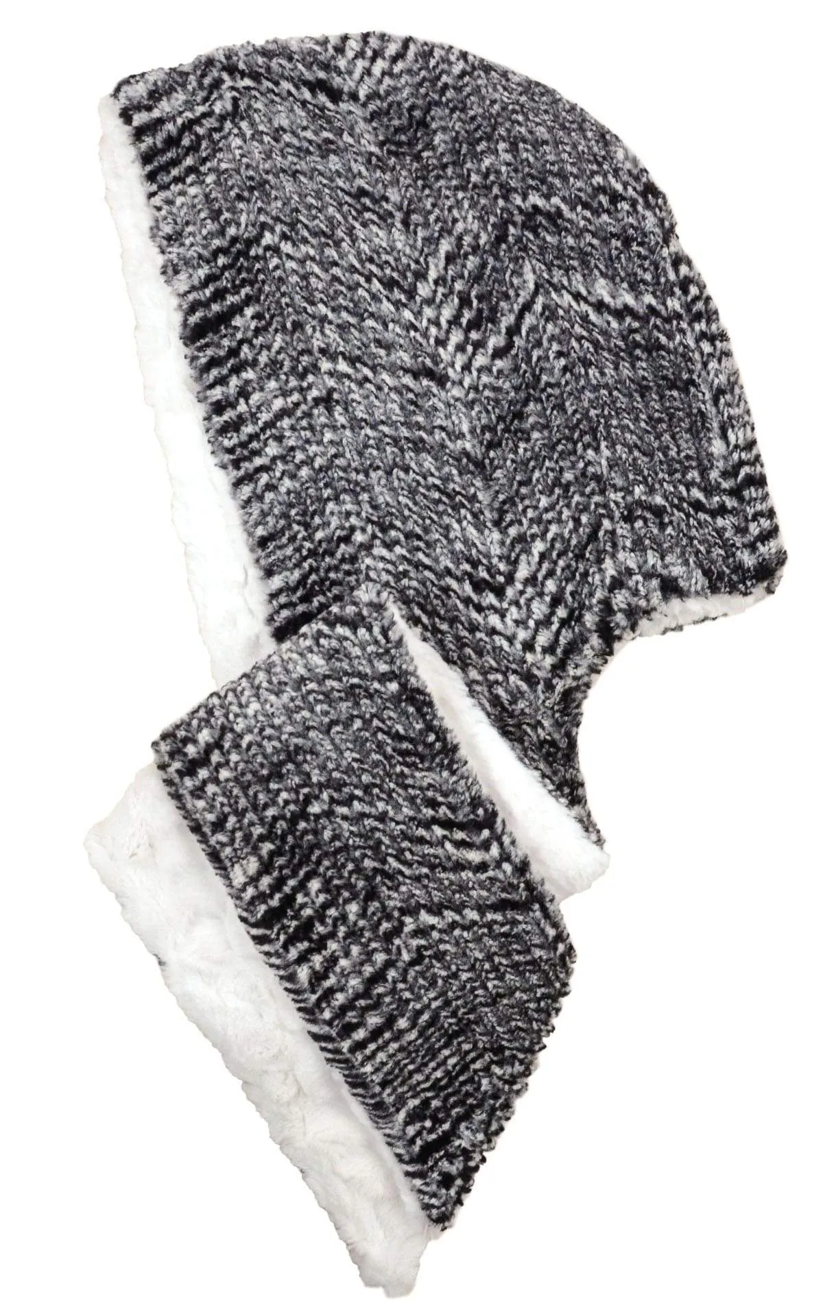 Hoody Scarf - Cozy Cable in Ash Faux Fur with Cuddly Fur (One Left!)