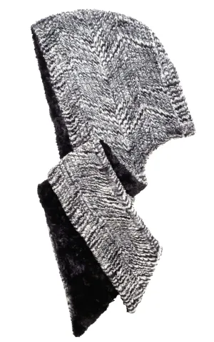 Hoody Scarf - Cozy Cable in Ash Faux Fur with Cuddly Fur (One Left!)