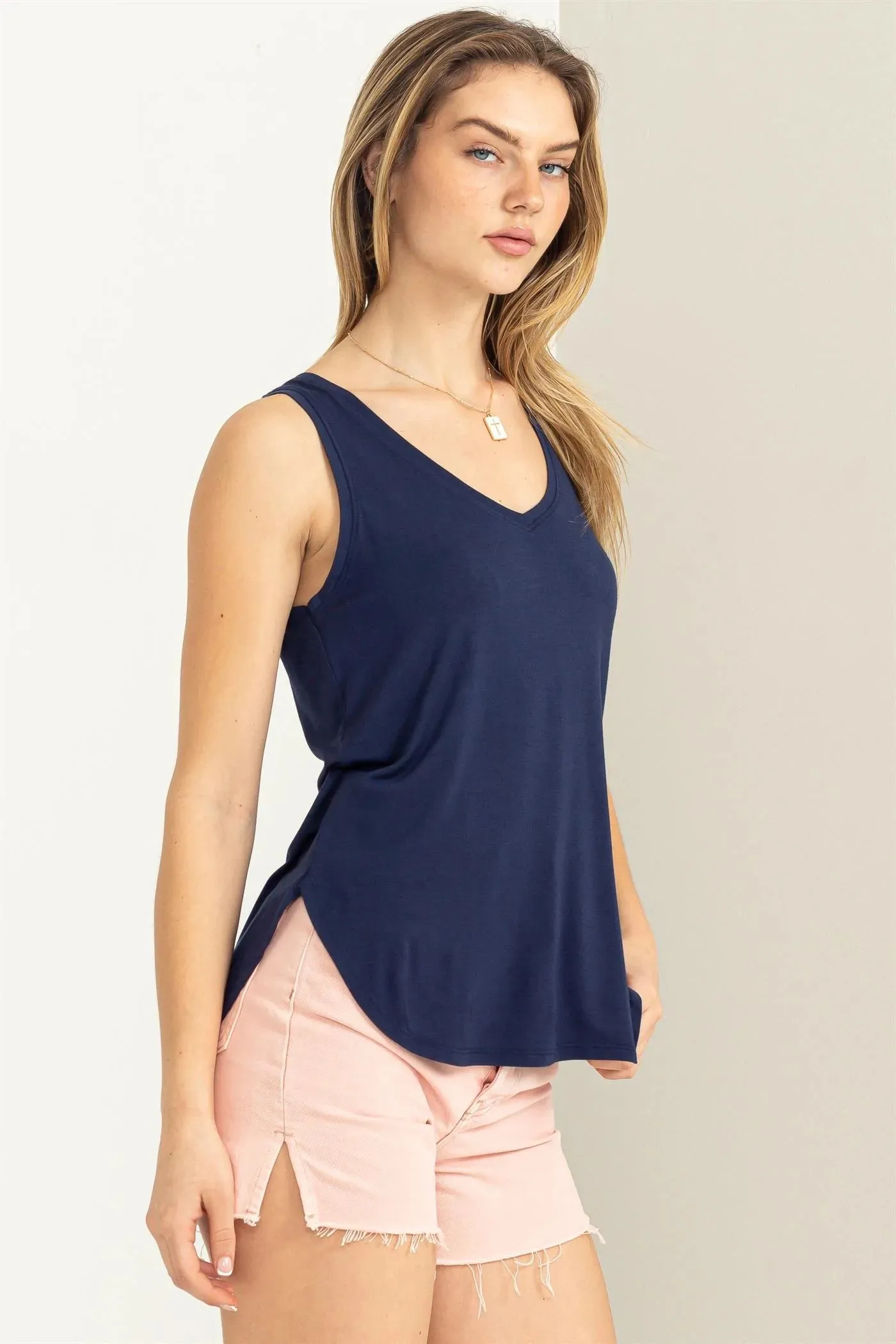 Hyfve Double Zero Call Me Yours V-Neck Tank Top In Dark Night