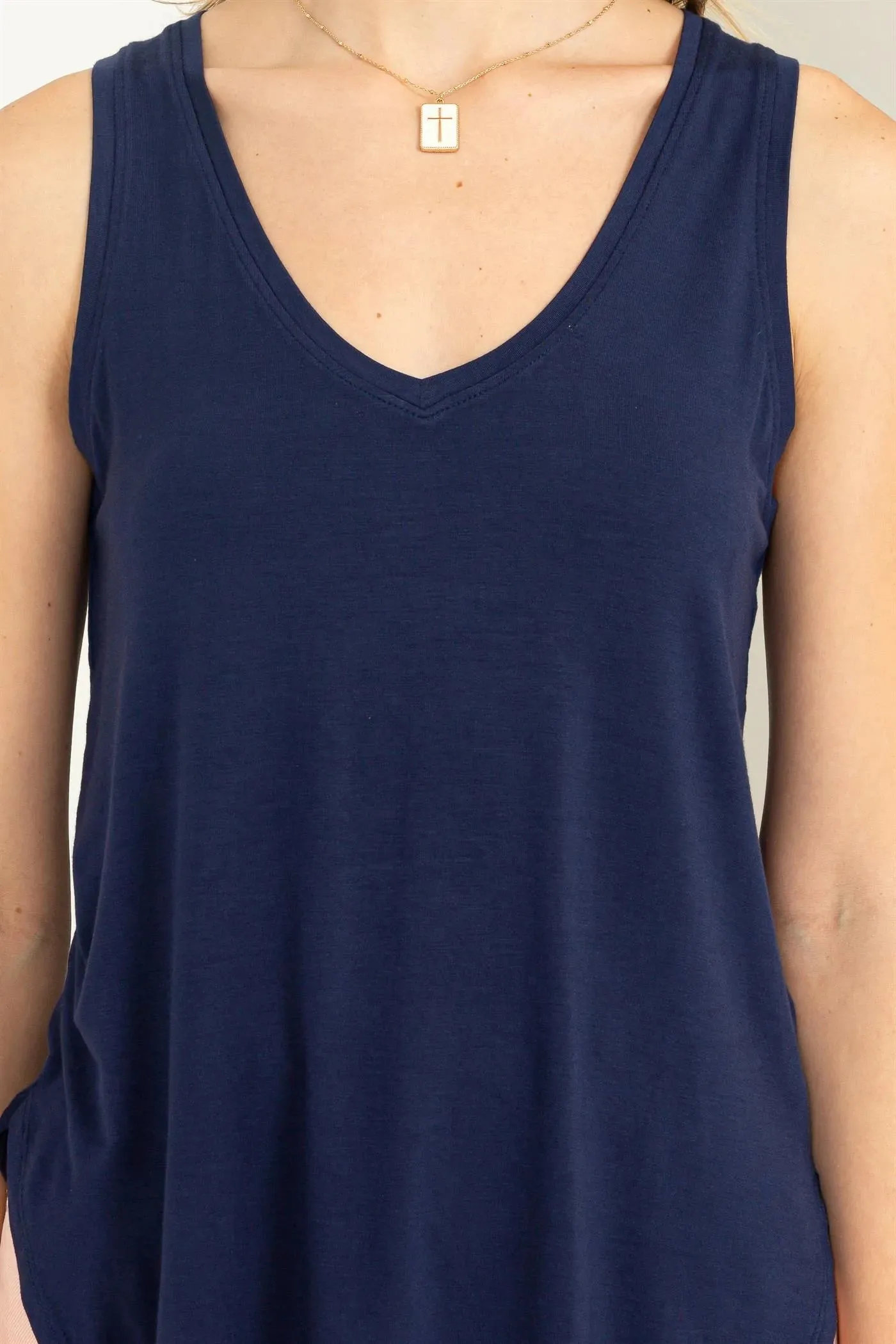 Hyfve Double Zero Call Me Yours V-Neck Tank Top In Dark Night