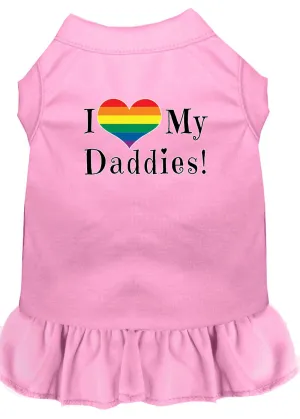 I Heart My Daddies Screen Print Dog Dress Light Pink Xl