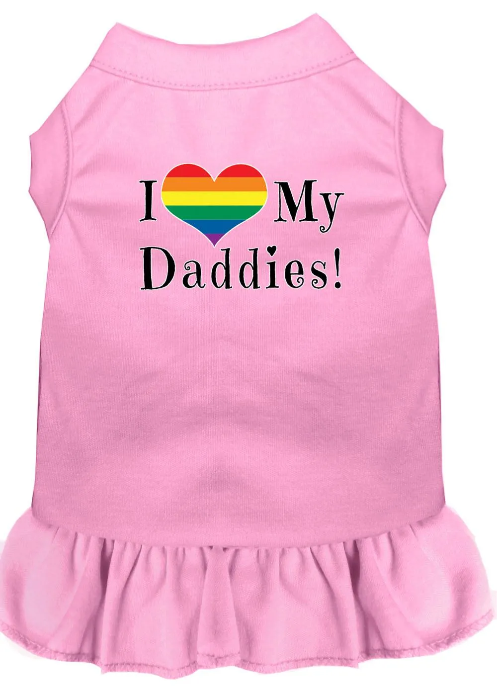 I Heart My Daddies Screen Print Dog Dress Light Pink Xl