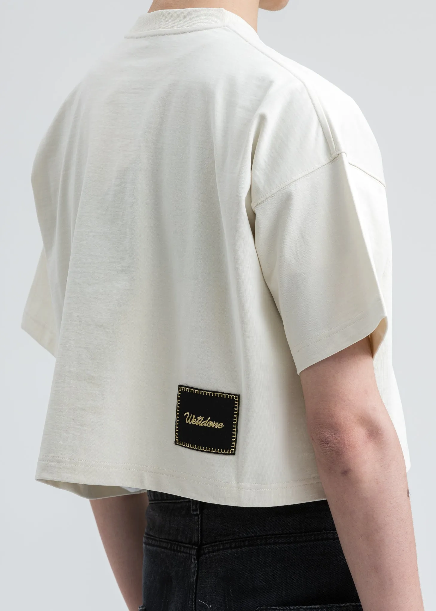 Ivory We11done Print Cropped T-Shirt