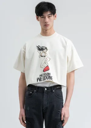 Ivory We11done Print Cropped T-Shirt