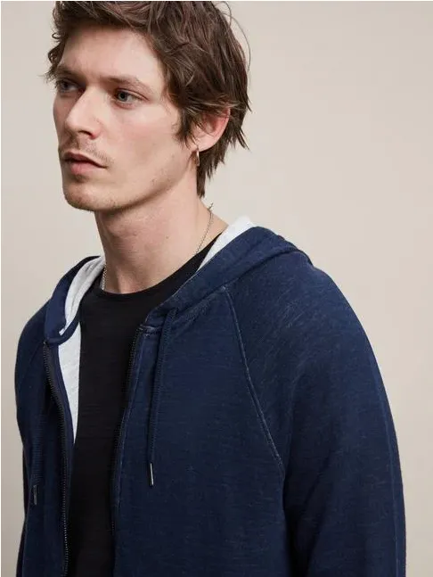 John Varvatos Plaited Hoody, Pacific Blue