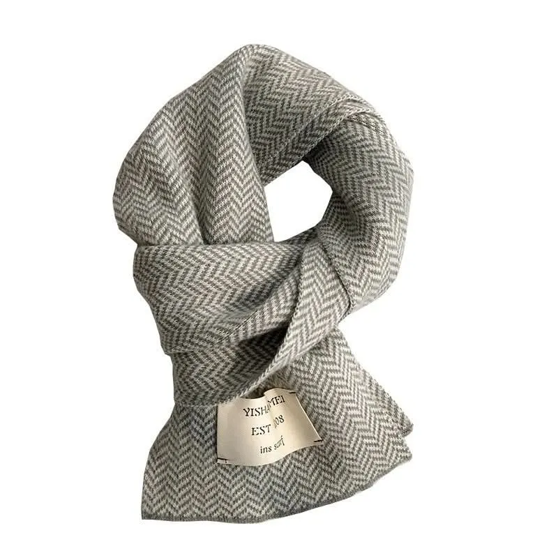 Korean Knitted Mohair Winter Scarf for Women