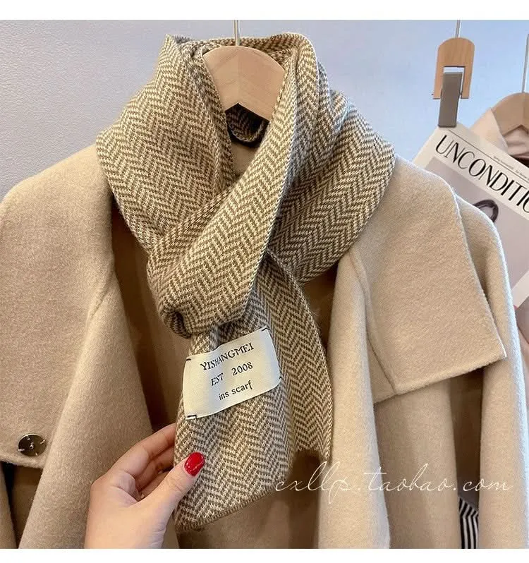 Korean Knitted Mohair Winter Scarf for Women