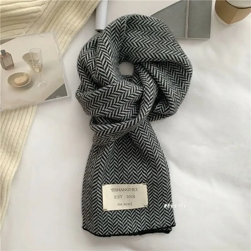 Korean Knitted Mohair Winter Scarf for Women