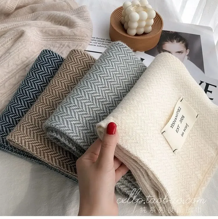 Korean Knitted Mohair Winter Scarf for Women