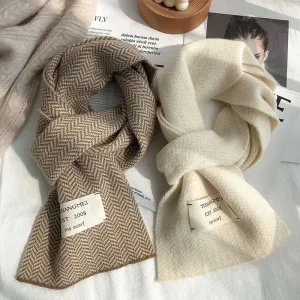 Korean Knitted Mohair Winter Scarf for Women