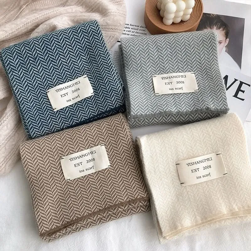 Korean Knitted Mohair Winter Scarf for Women