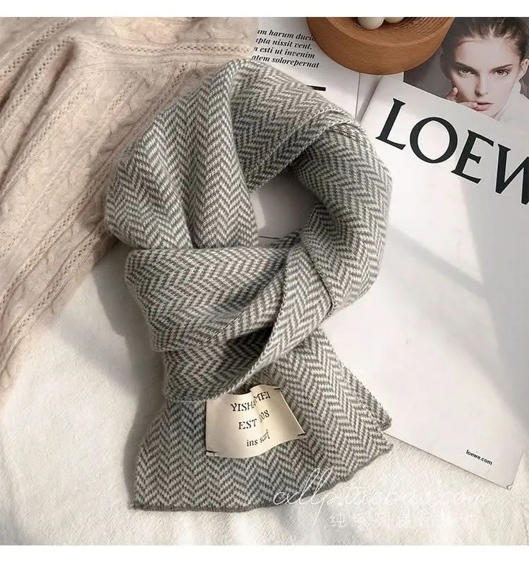 Korean Knitted Mohair Winter Scarf for Women