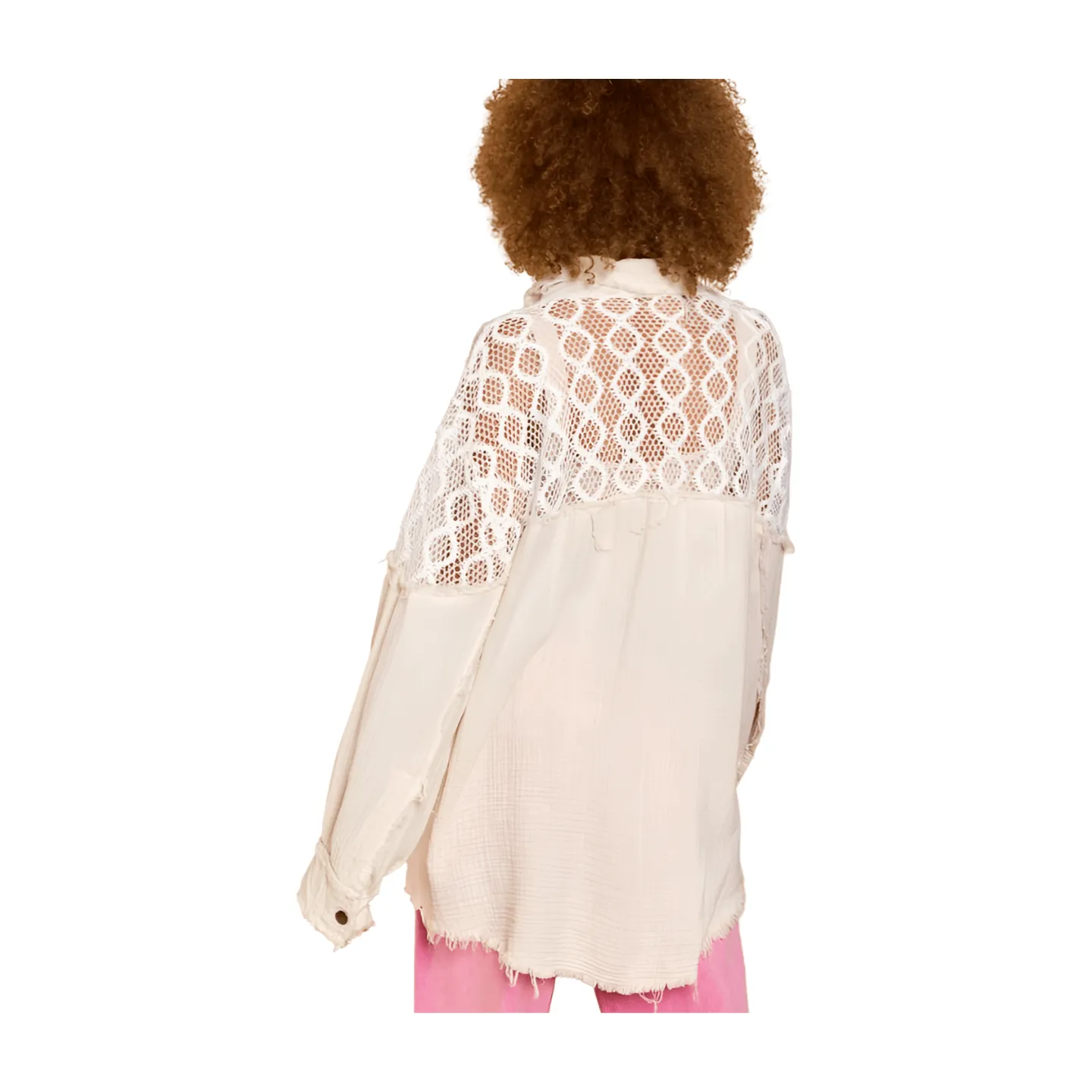 Lace Panel Button Down Shirt