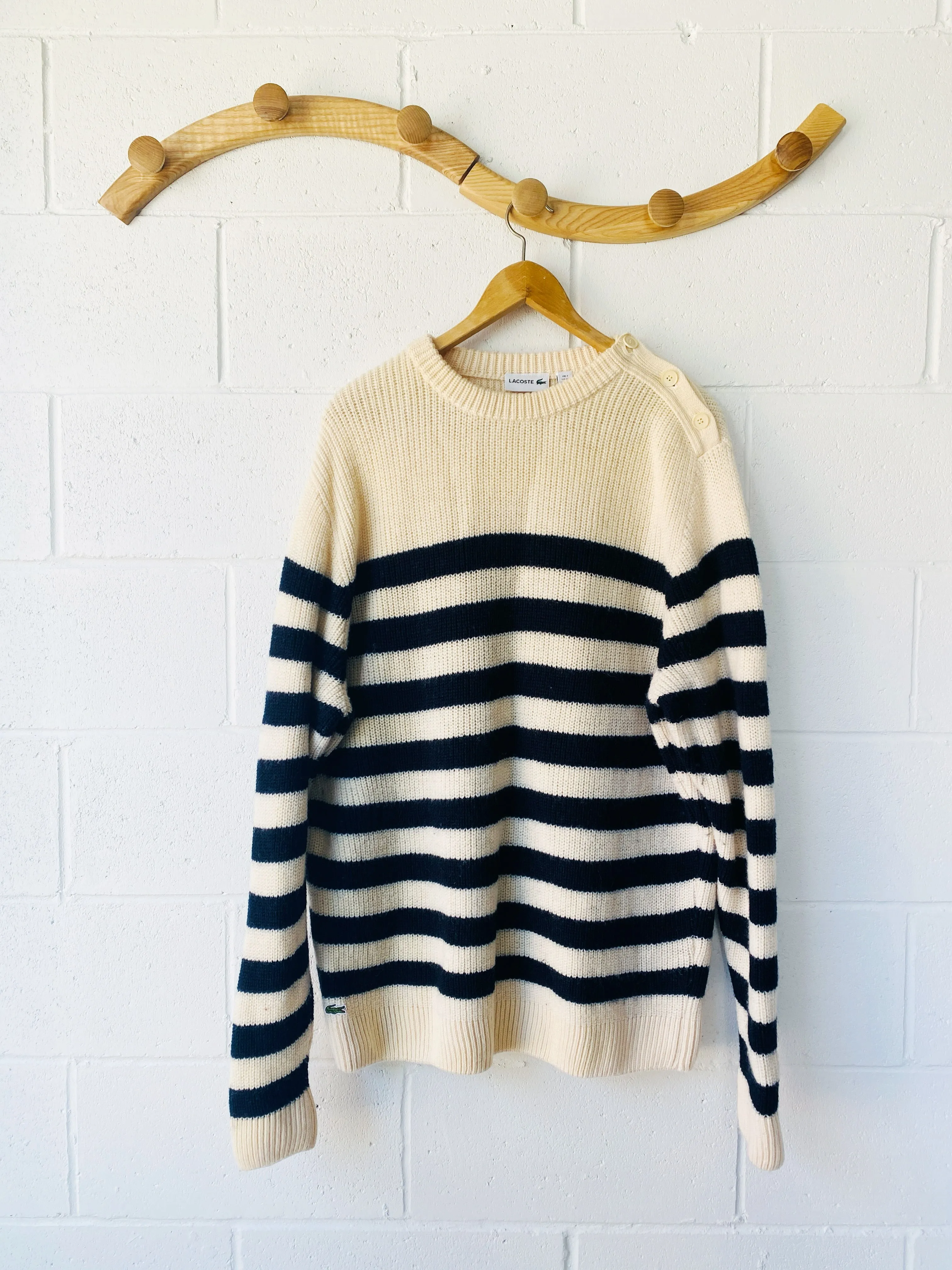 Lacoste Wool Striped Sweater, Women's XXL