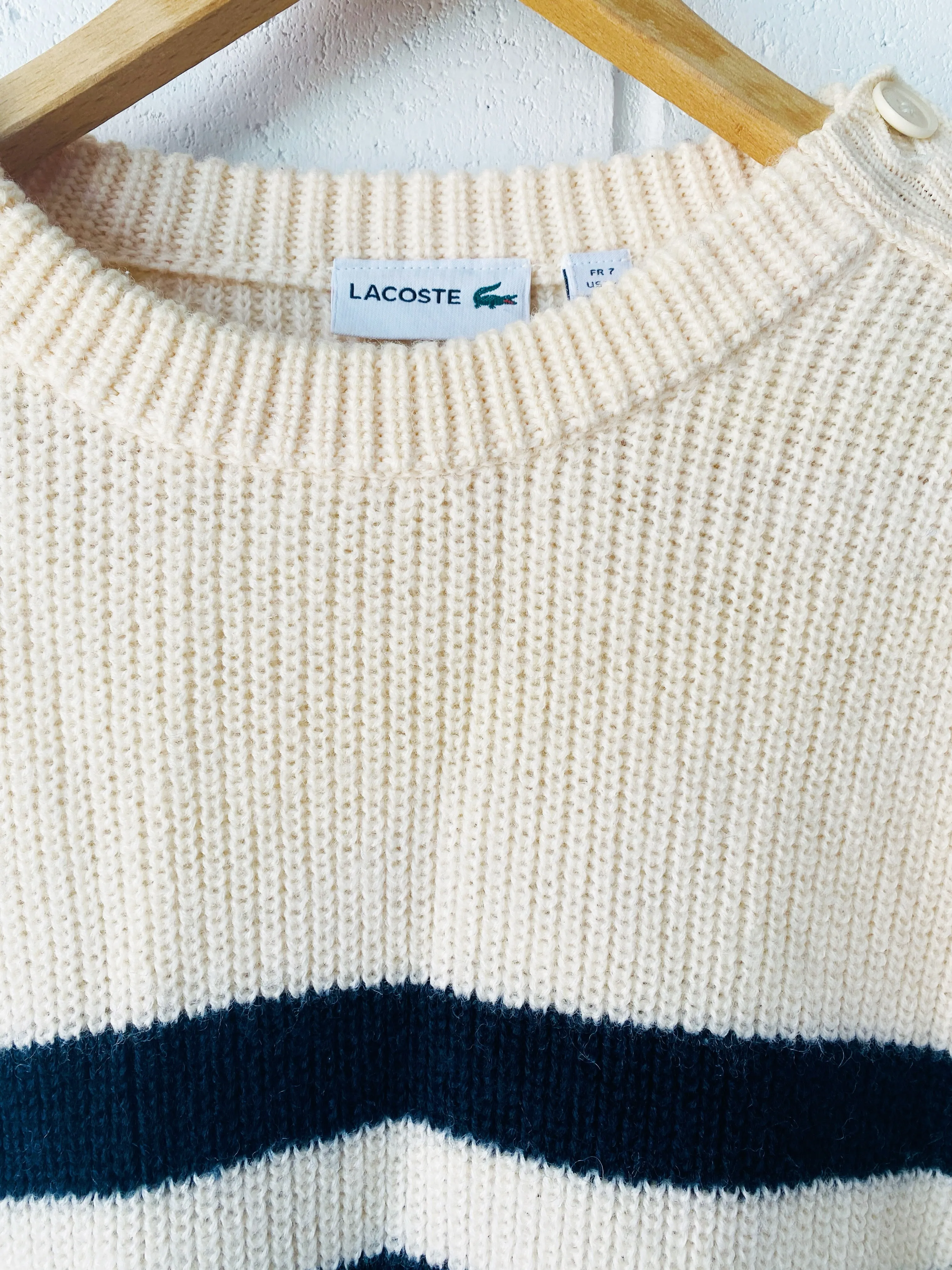 Lacoste Wool Striped Sweater, Women's XXL