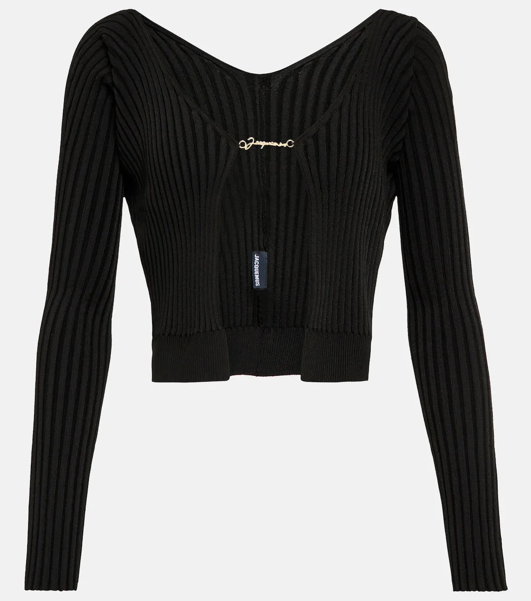Long cardigan with La Maille Pralù JACQUEMUS logo, black