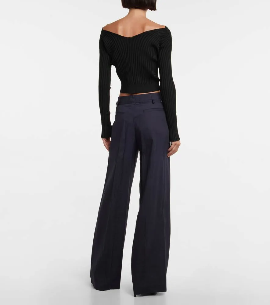 Long cardigan with La Maille Pralù JACQUEMUS logo, black