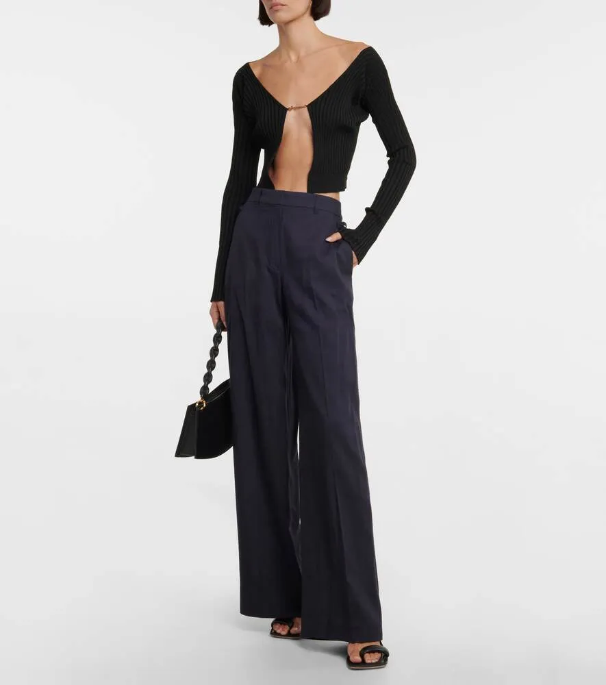 Long cardigan with La Maille Pralù JACQUEMUS logo, black