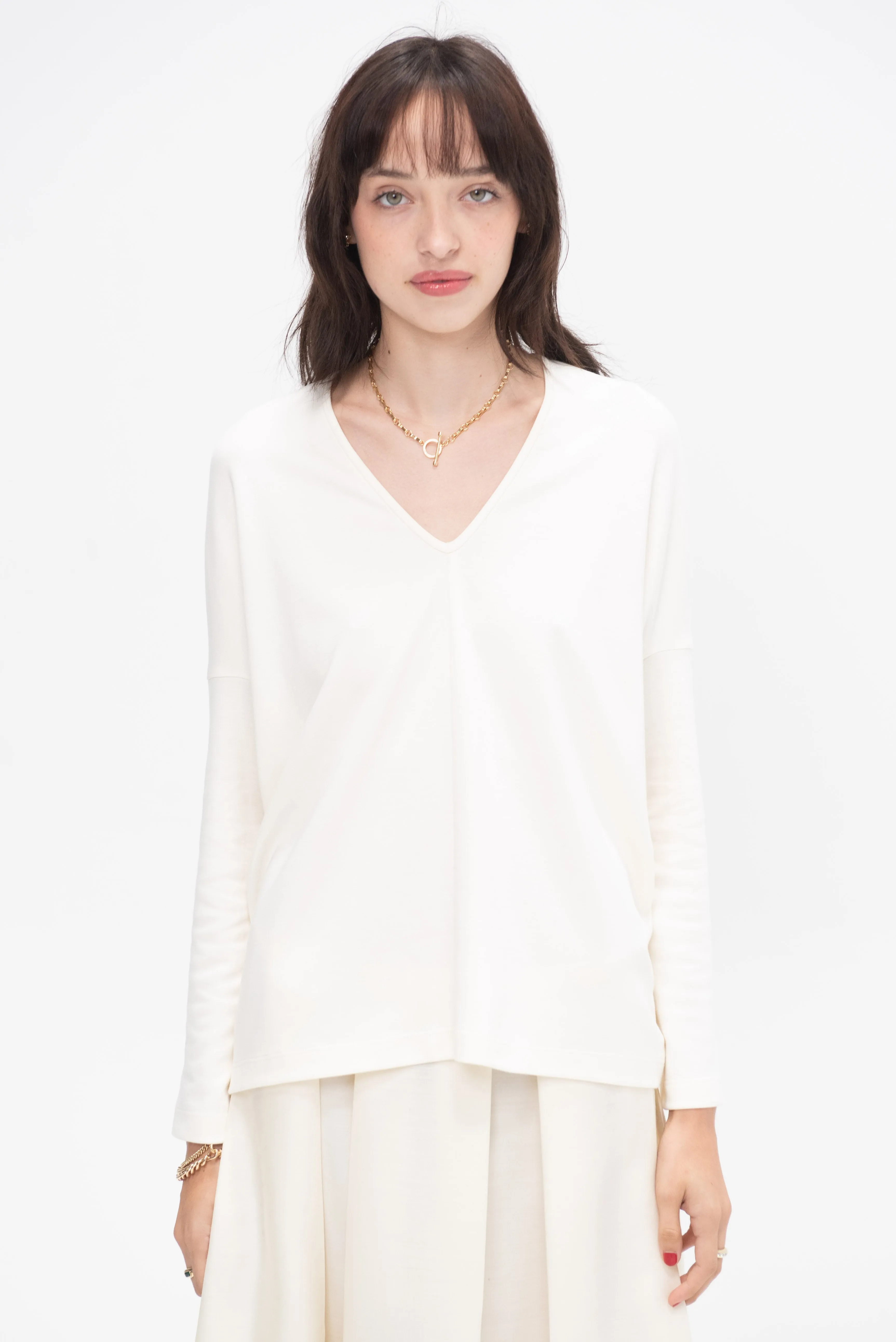 Long Sleeve Koya Top, White Pepper