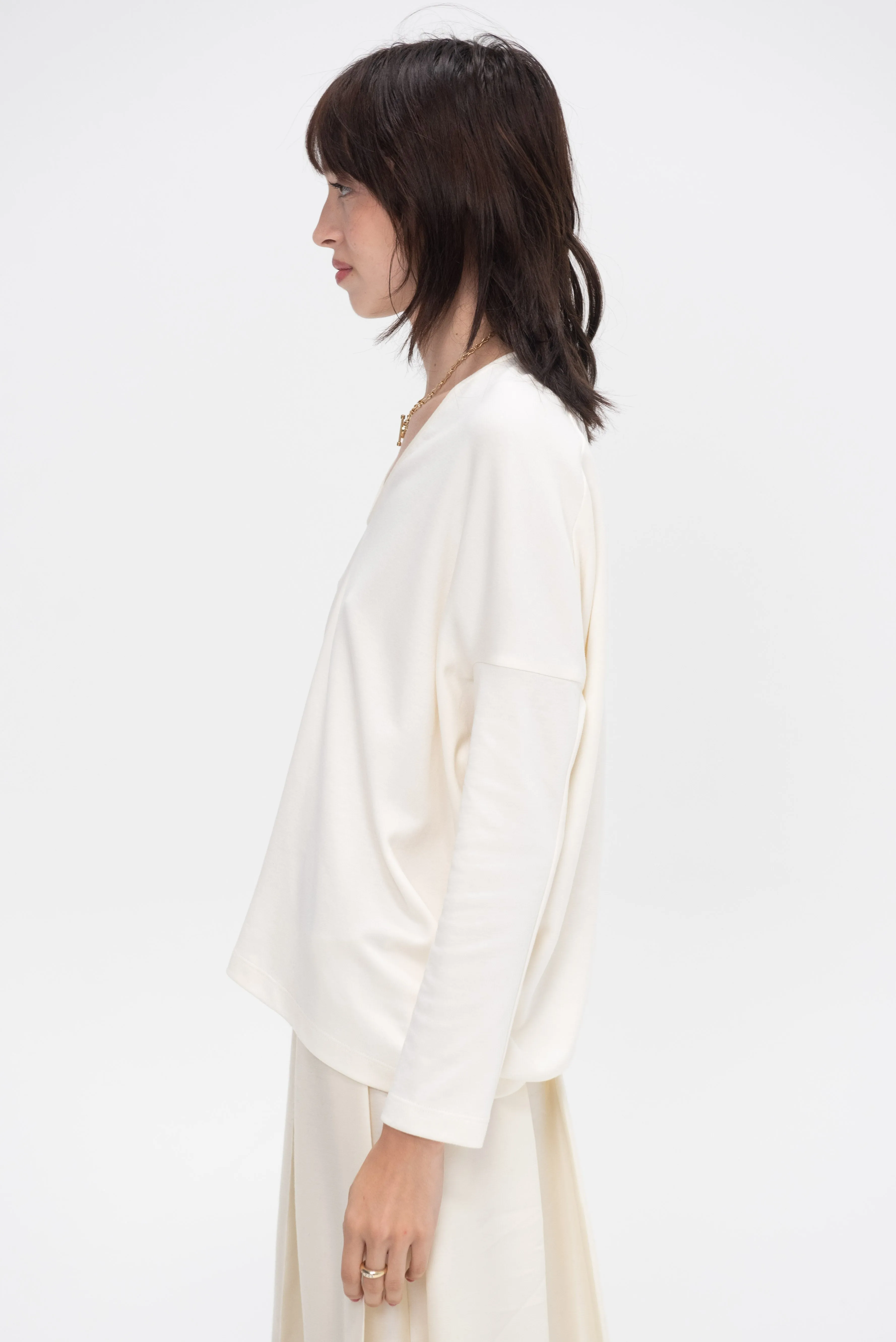 Long Sleeve Koya Top, White Pepper