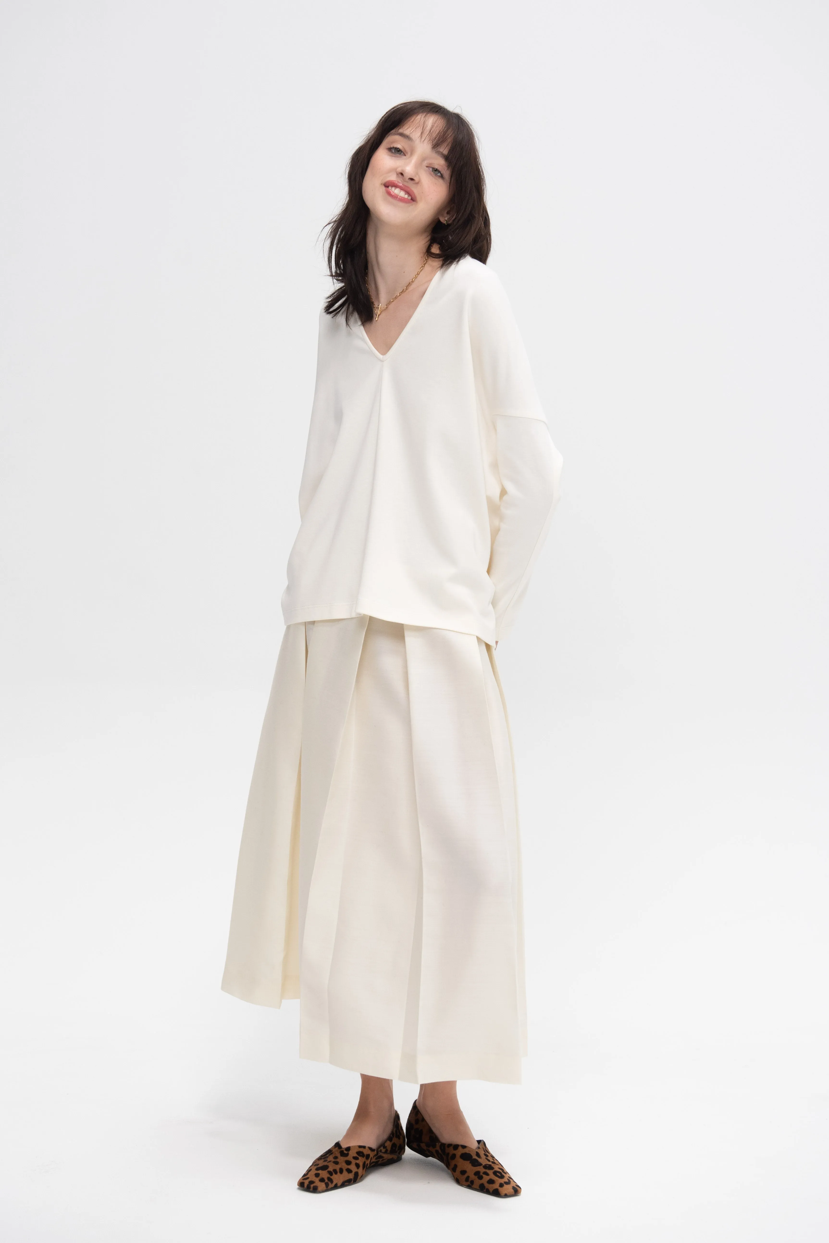 Long Sleeve Koya Top, White Pepper