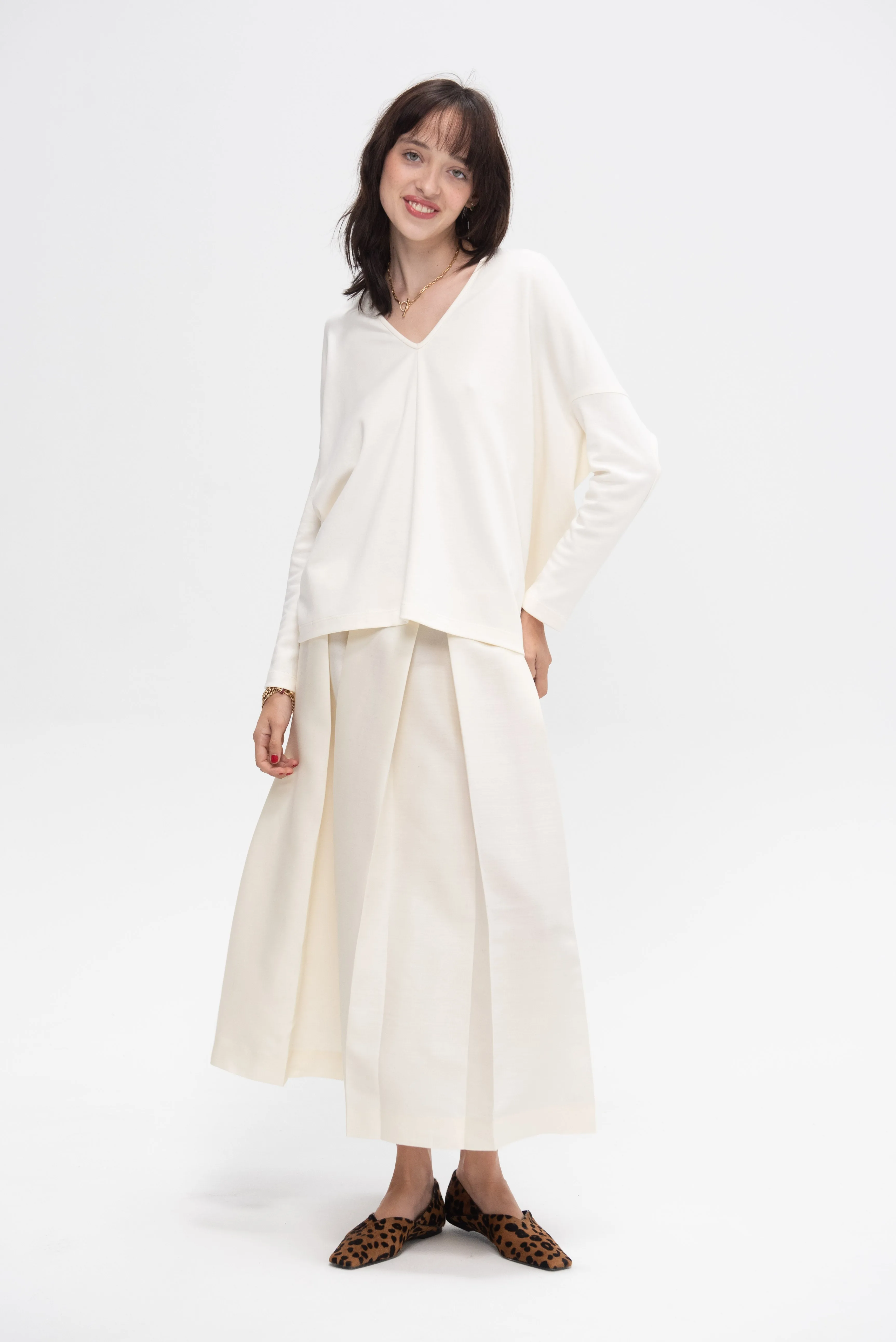 Long Sleeve Koya Top, White Pepper