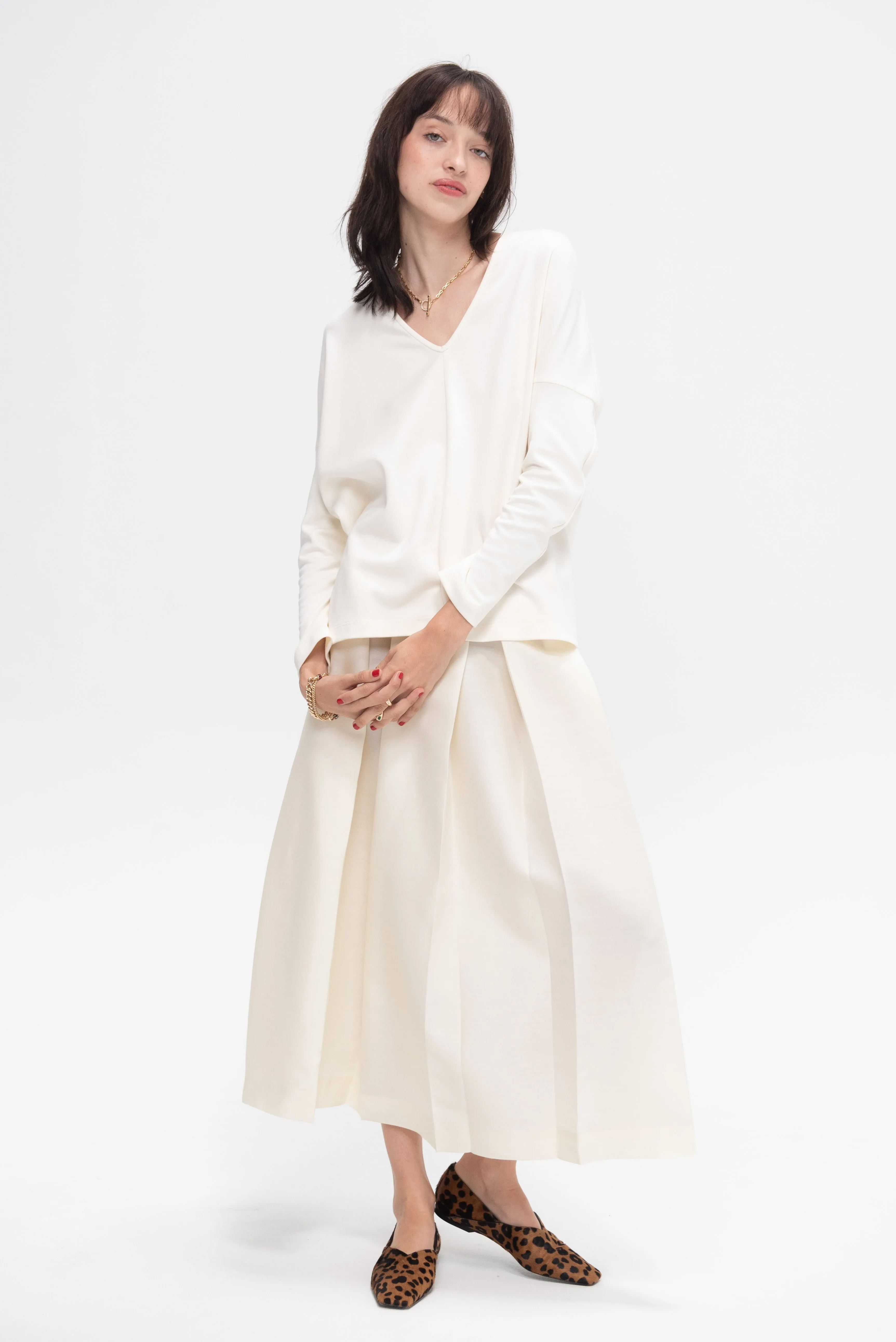 Long Sleeve Koya Top, White Pepper