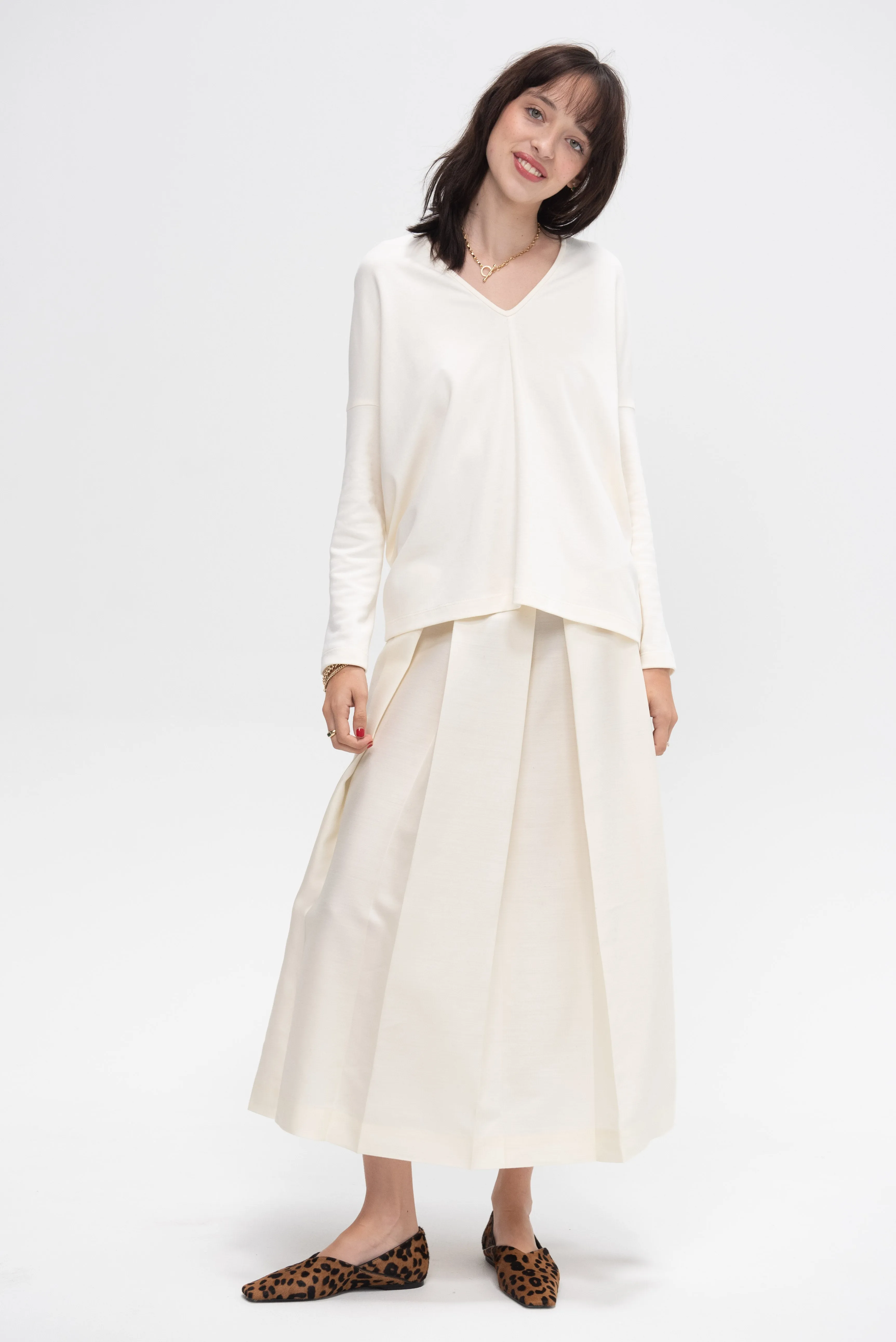 Long Sleeve Koya Top, White Pepper