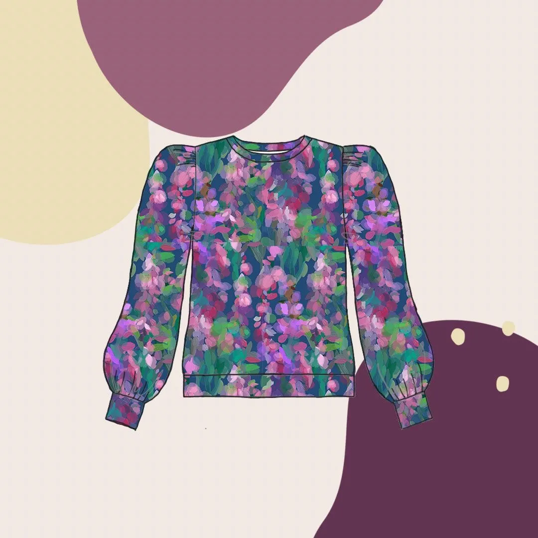 Lupine Petals Blue Organic Cotton French Terry
