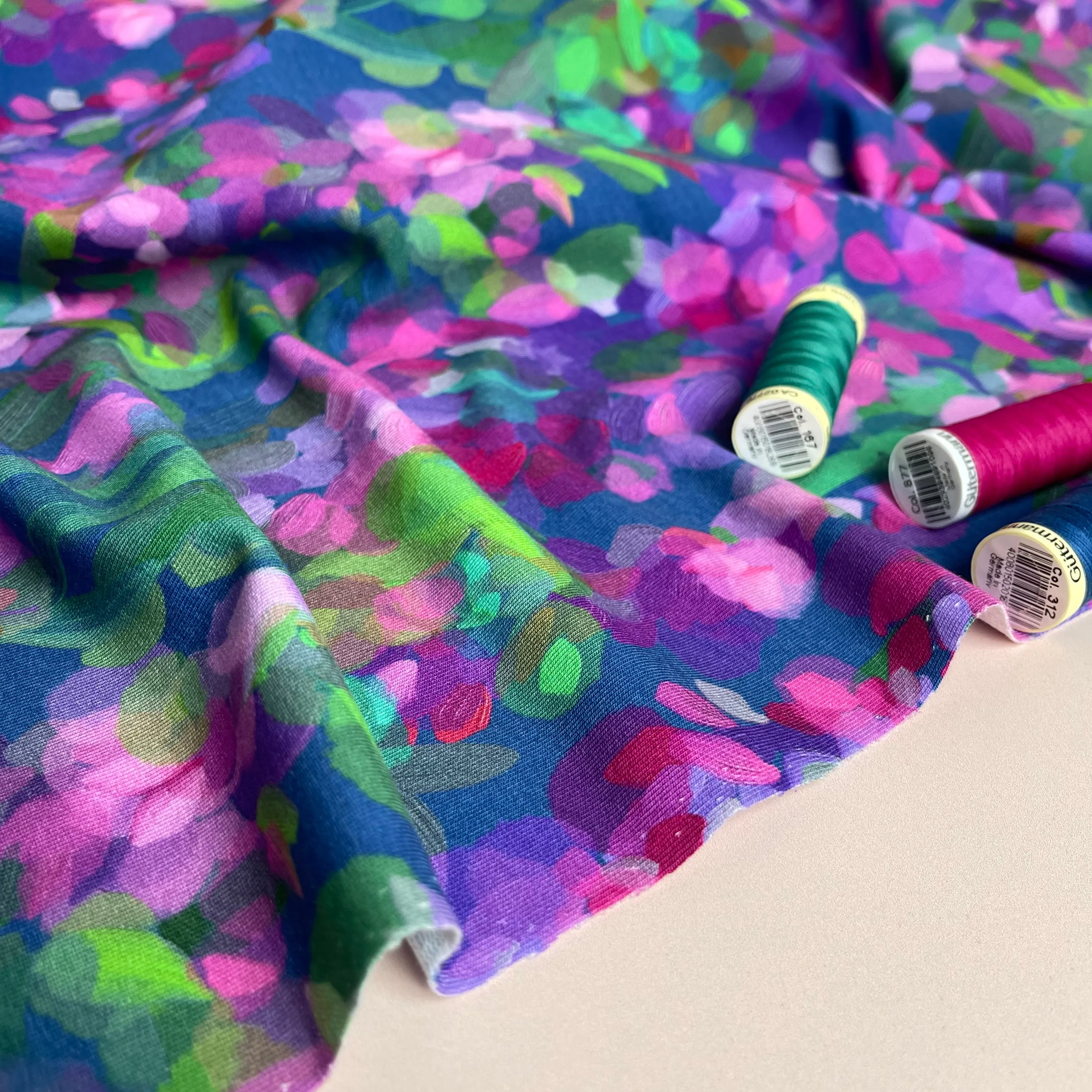 Lupine Petals Blue Organic Cotton French Terry