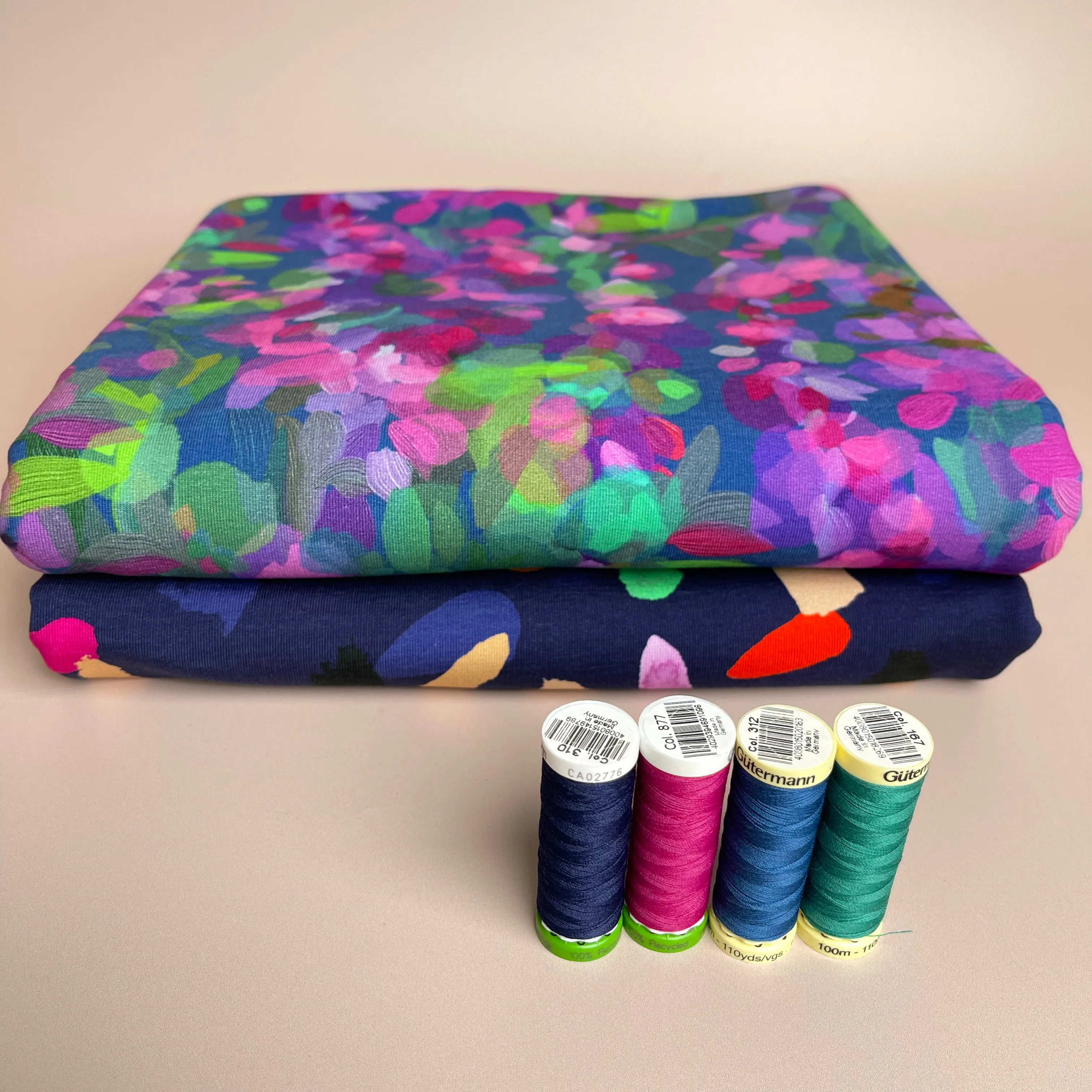 Lupine Petals Blue Organic Cotton French Terry