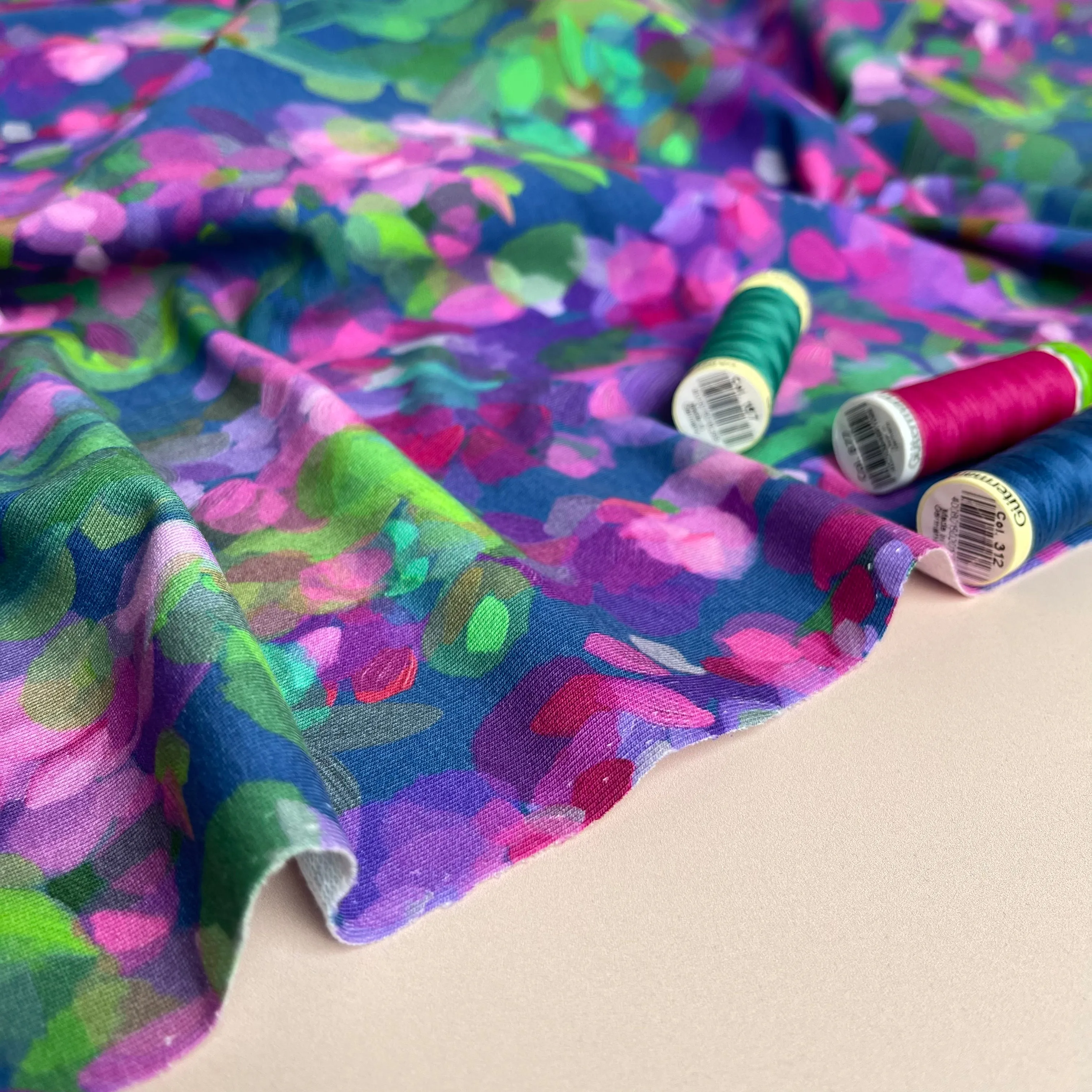 Lupine Petals Blue Organic Cotton French Terry