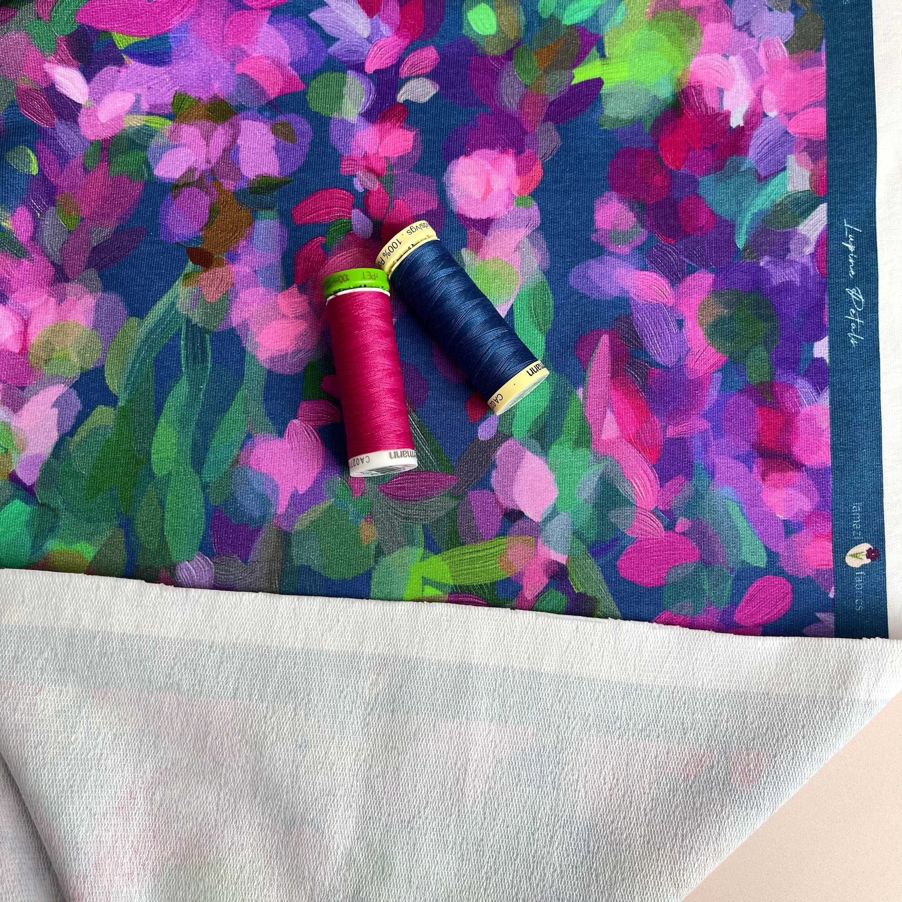 Lupine Petals Blue Organic Cotton French Terry
