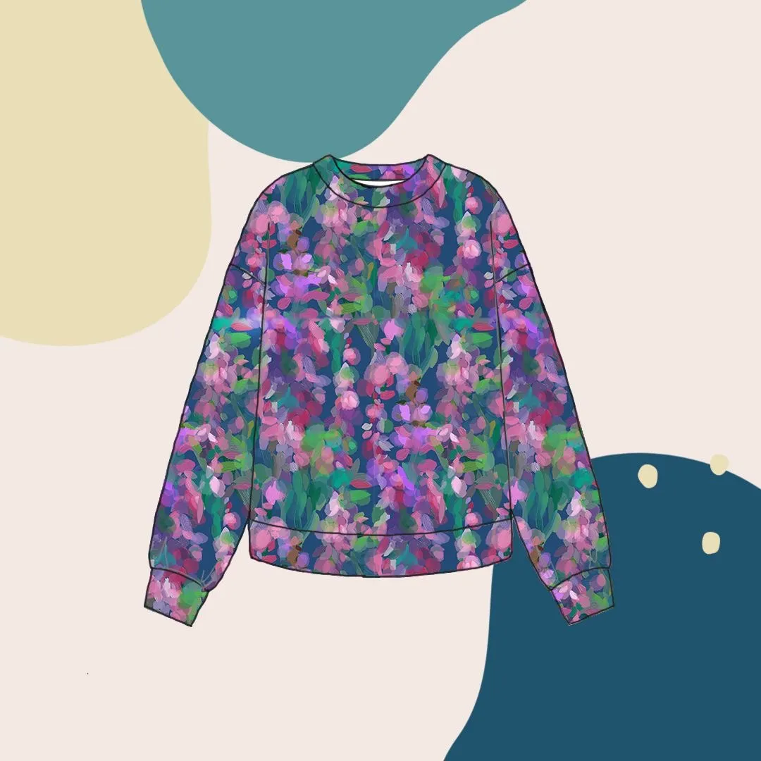 Lupine Petals Blue Organic Cotton French Terry