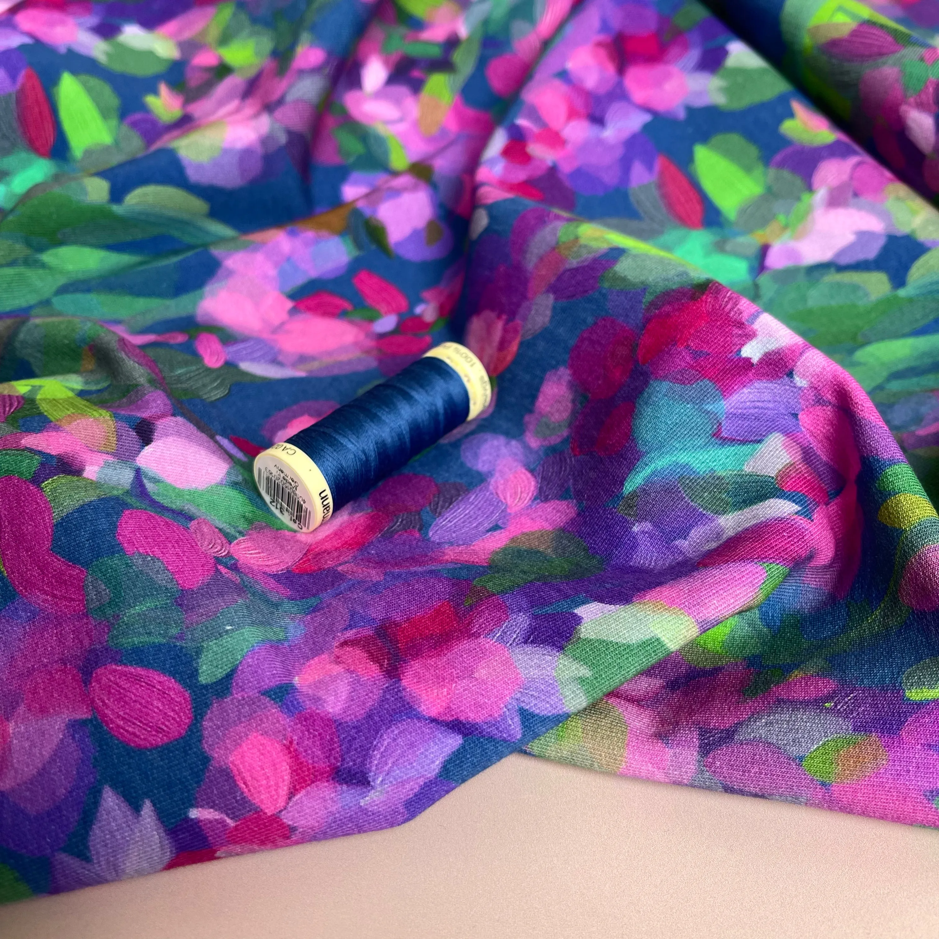 Lupine Petals Blue Organic Cotton French Terry