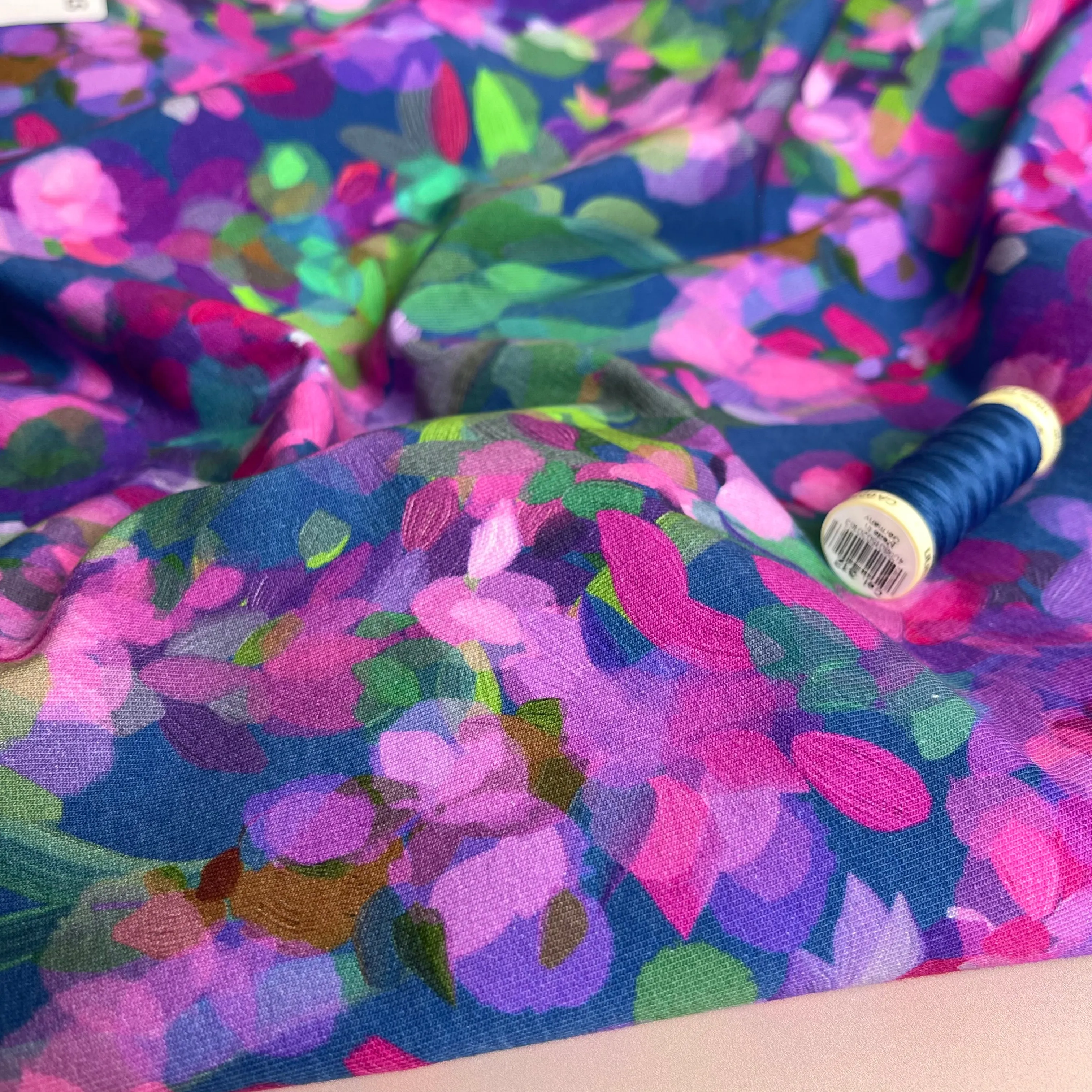 Lupine Petals Blue Organic Cotton French Terry