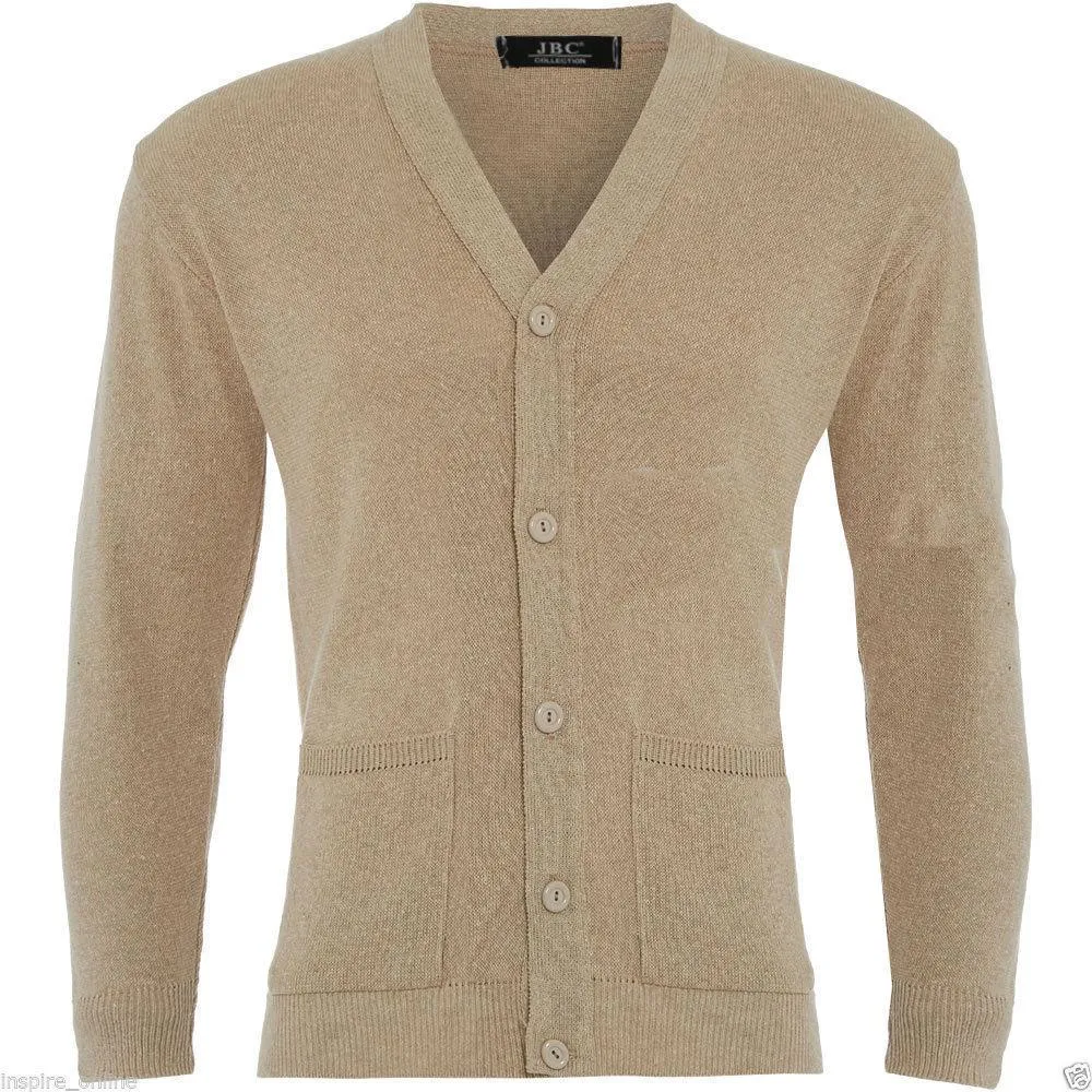 Mens Plain Knitted V Neck Buttoned Cardigan