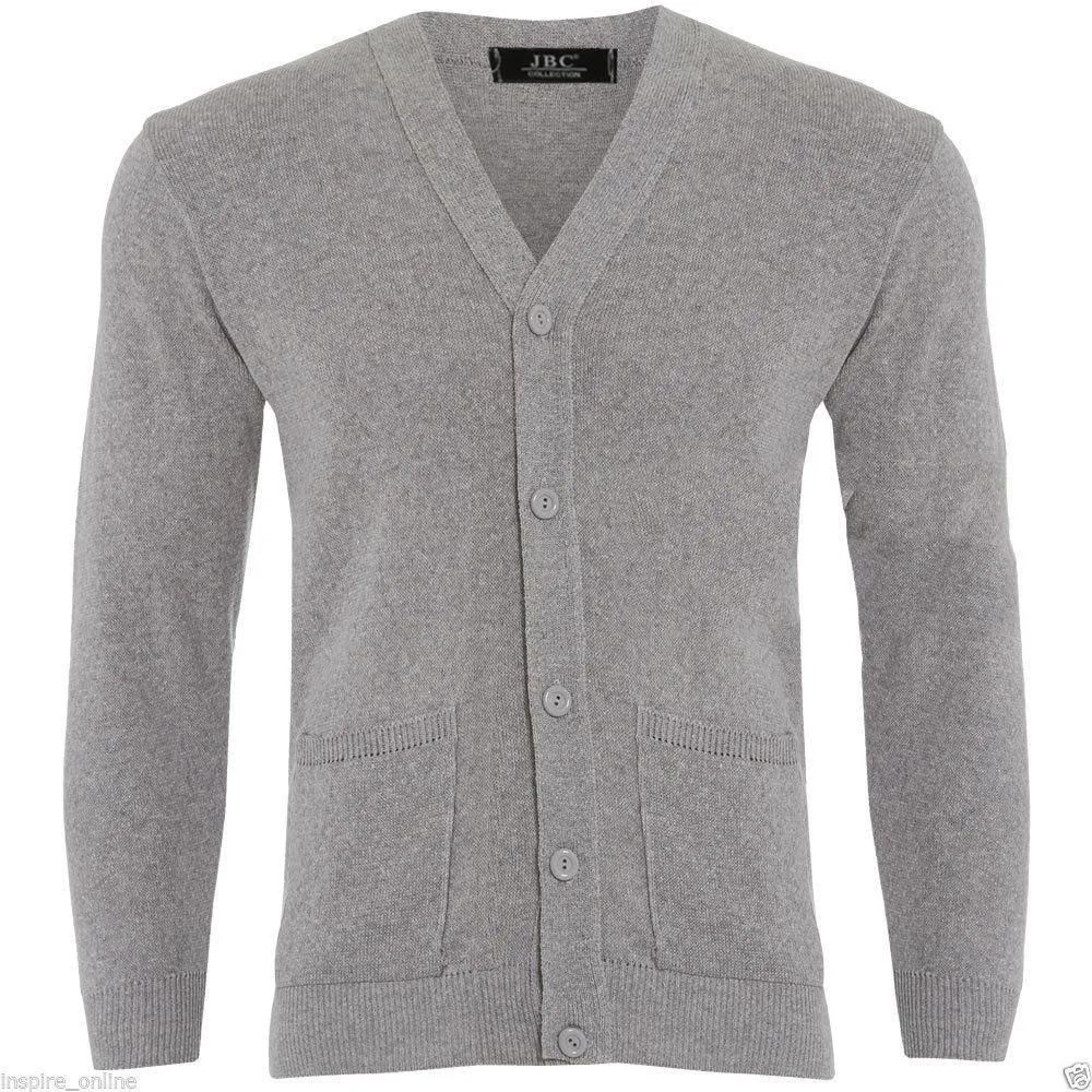 Mens Plain Knitted V Neck Buttoned Cardigan