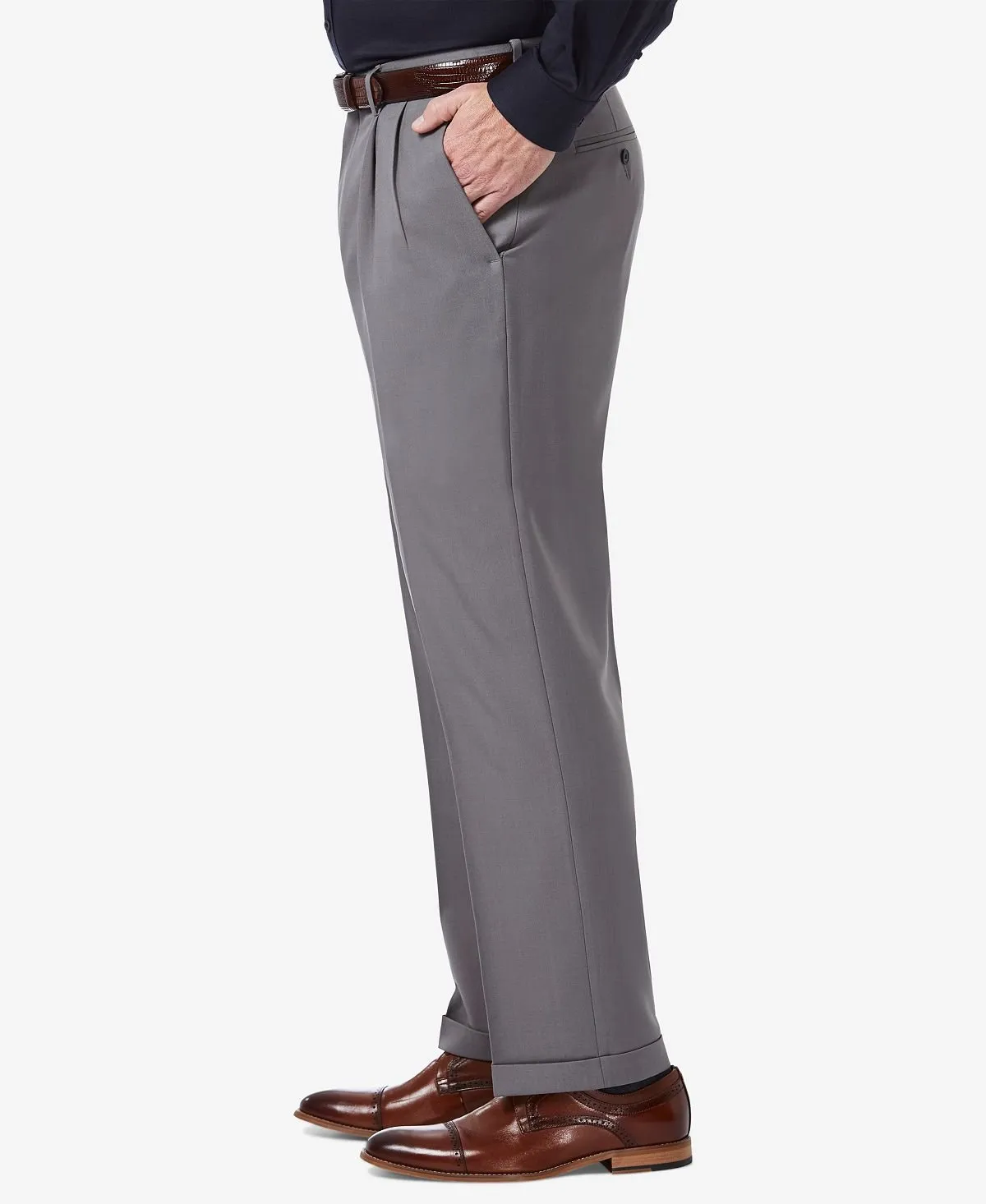 Men's Premium Plain Pleated Classic Pants Comfort Stretch Classic-Fit Haggar , multi