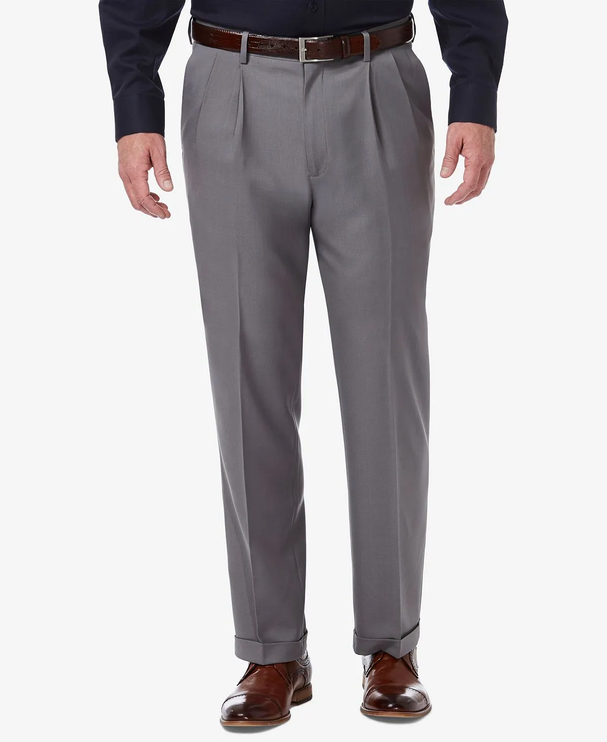 Men's Premium Plain Pleated Classic Pants Comfort Stretch Classic-Fit Haggar , multi