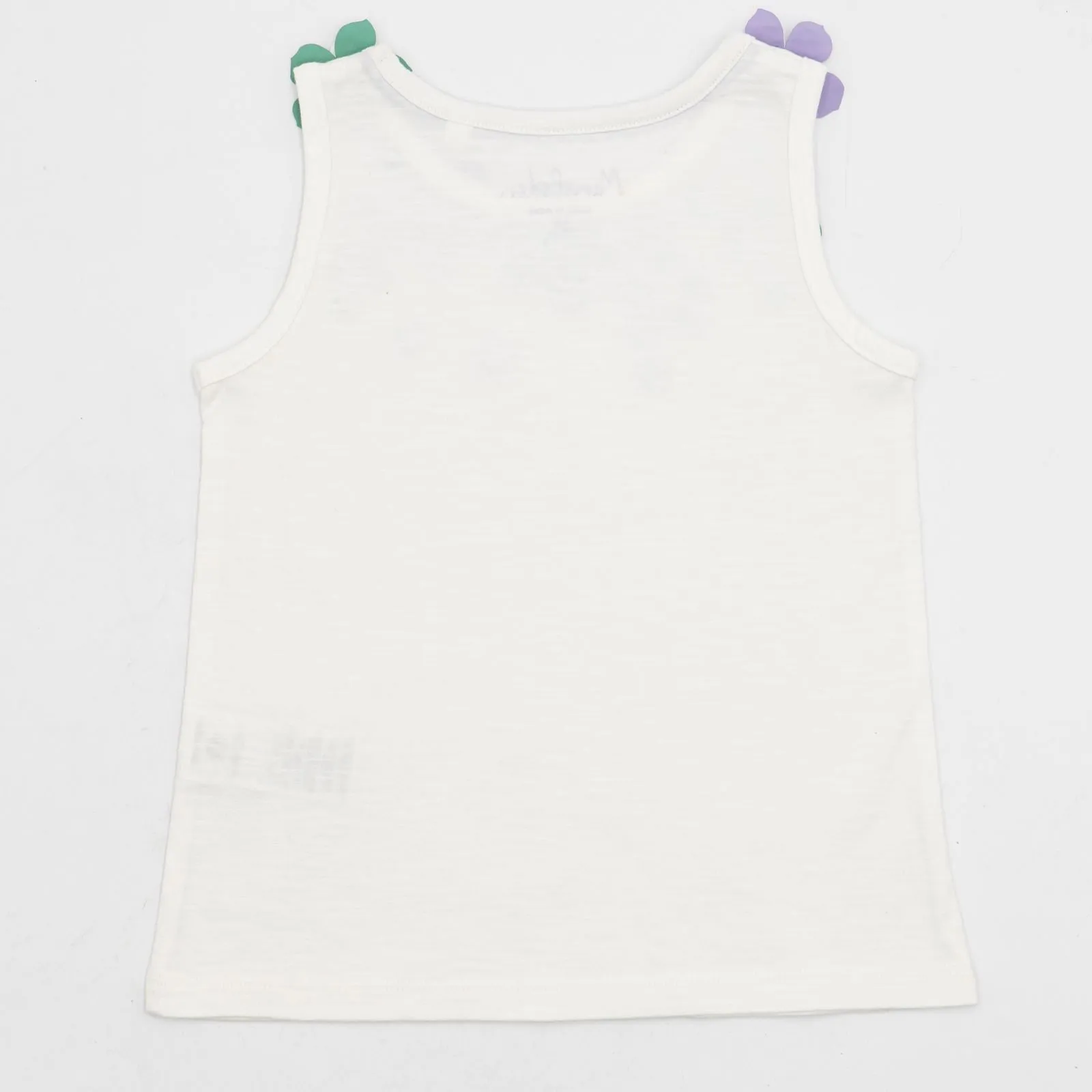 Mini Boden Girls T-Shirts White with Floral Aplique Sleeveless Summer Vest Tops