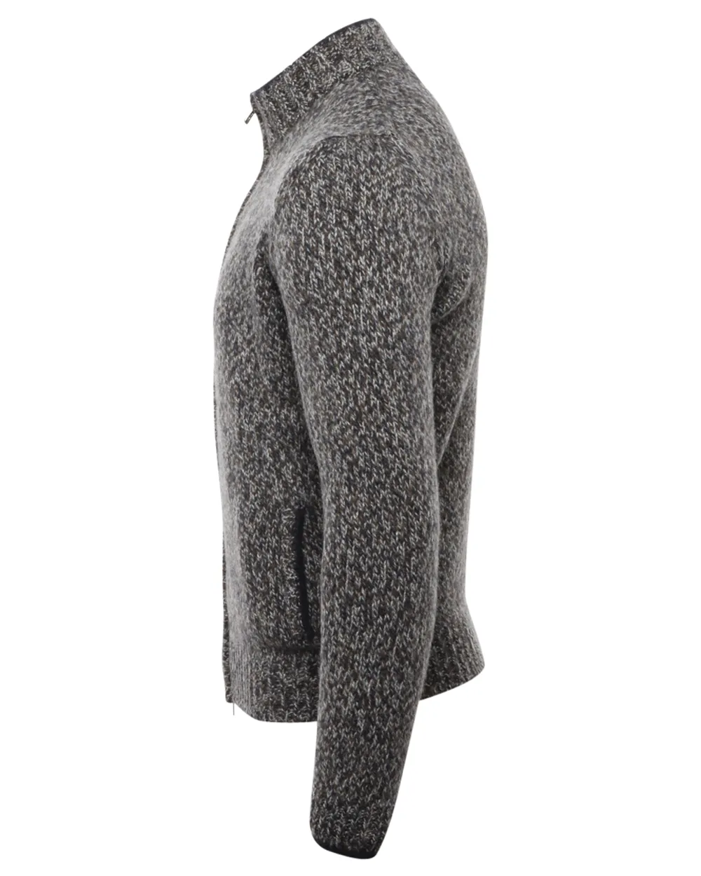 Navy and Grey Alpaca Zip Sweater