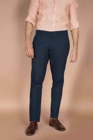 Navy Blue Irish Linen Trousers