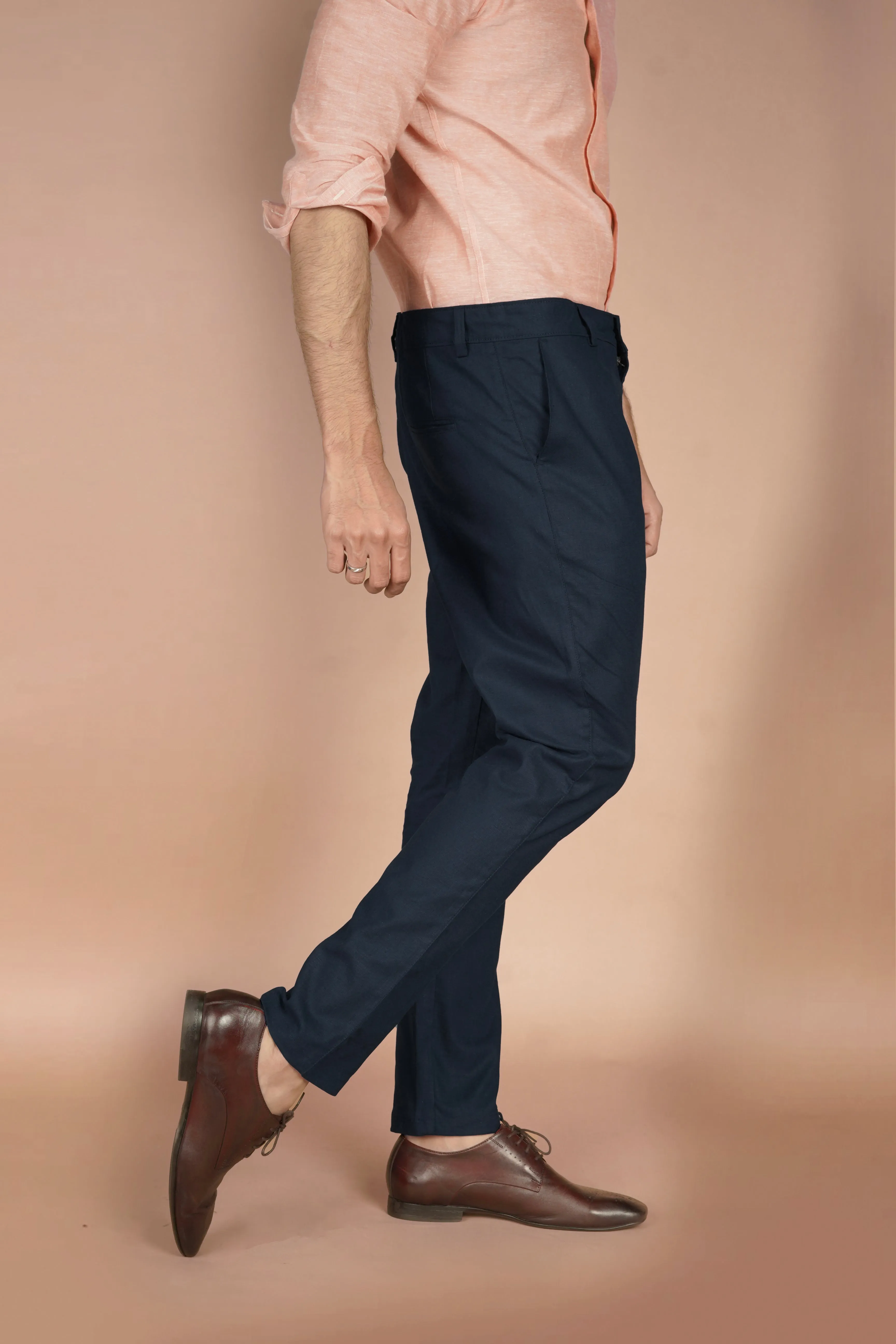 Navy Blue Irish Linen Trousers