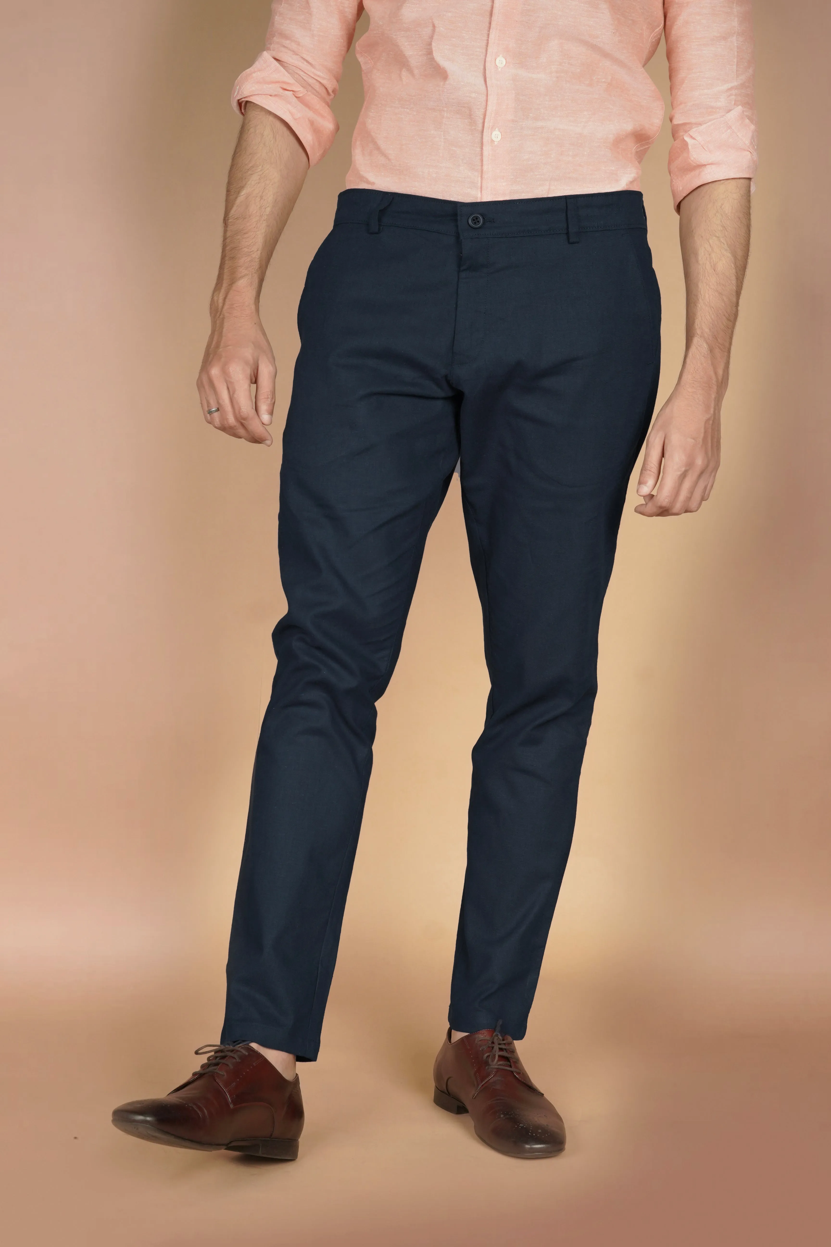 Navy Blue Irish Linen Trousers