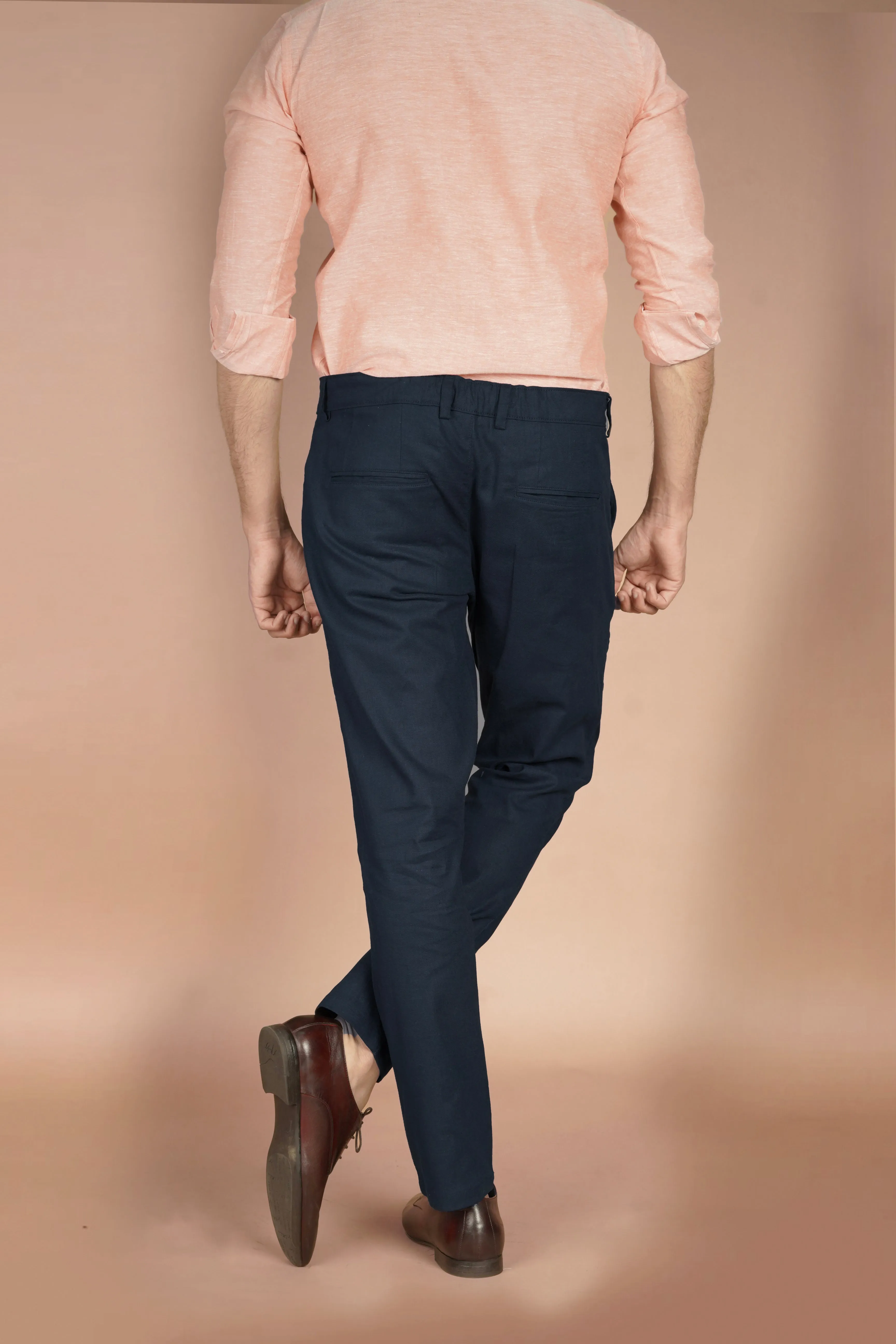 Navy Blue Irish Linen Trousers