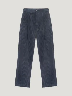 Navy Cord Relaxed Tapered Trousers
